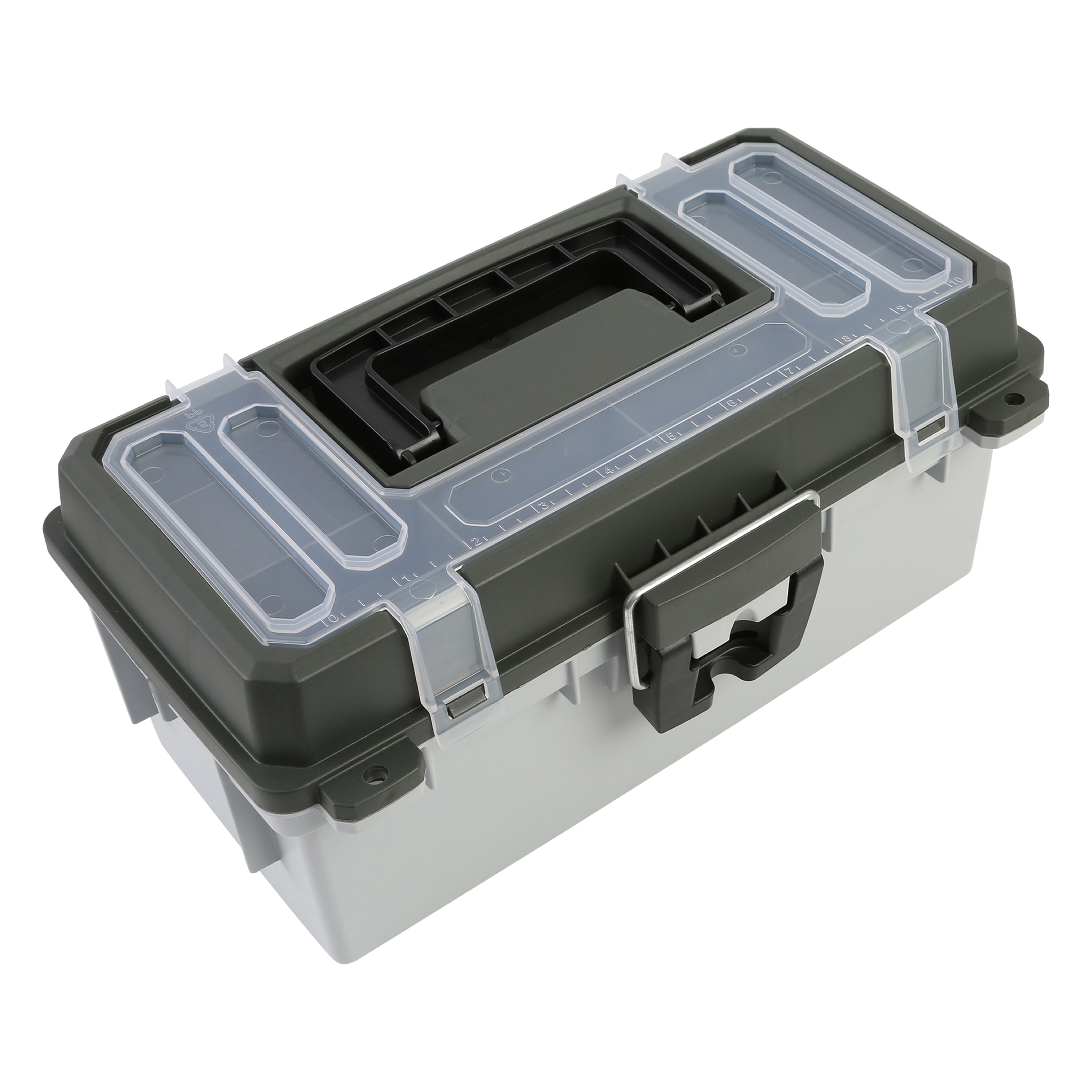 Sheffield 13-in Tackle Box 8-in Gray Plastic Lockable Tool Box in