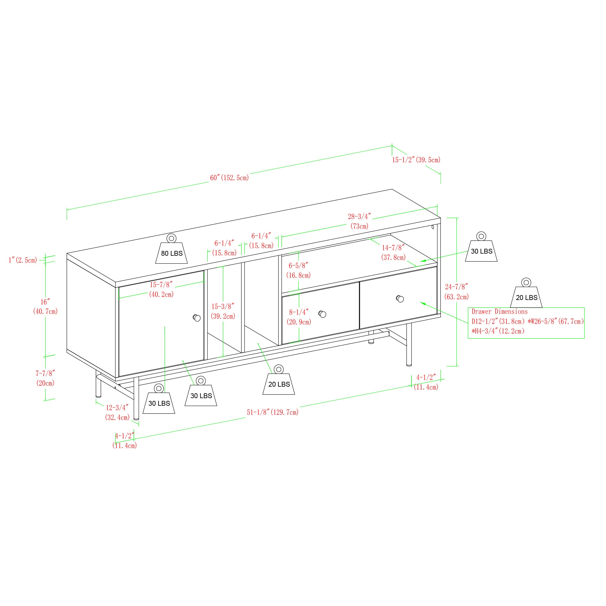 Walker Edison LW60JLYNDW Tv-Stands - View #14