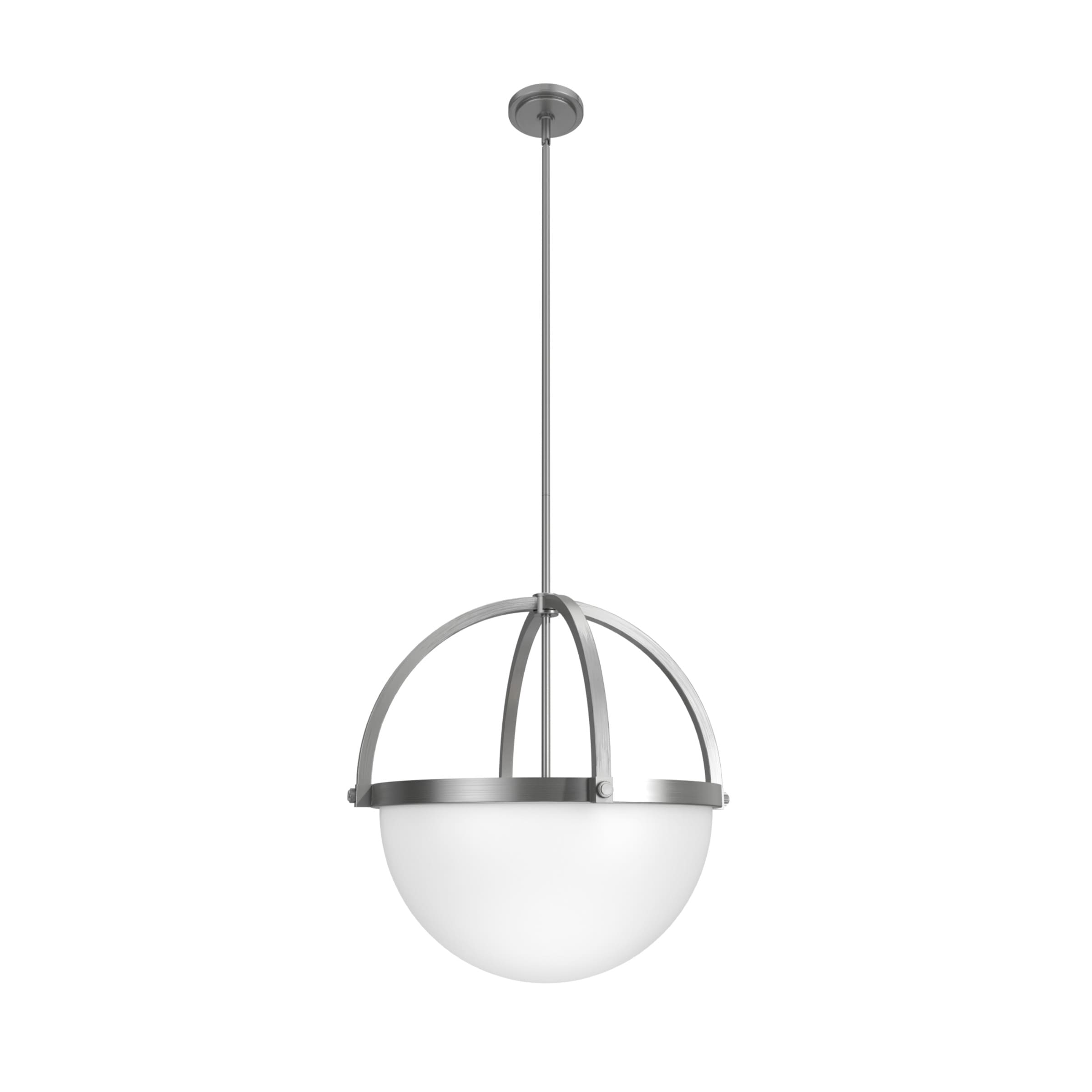 Hunter 19237 Wedgefield 4 -Light Brushed Nickel Transitional Frosted glass Bowl Medium Hanging Kitchen island light