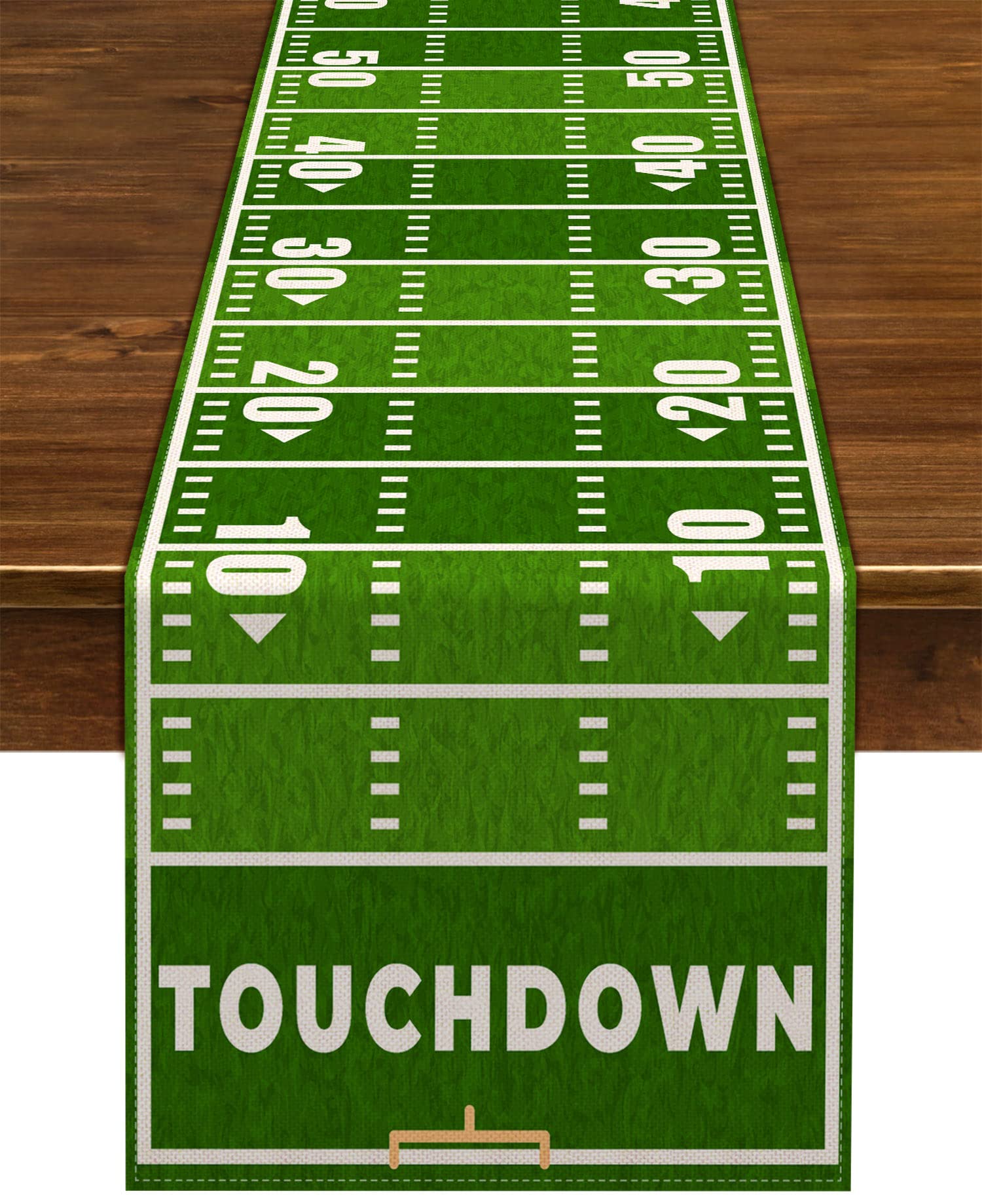 Phewnyzo  American Football Table Runner Linen Fabric Touch Down Party Decoration for Dining Room Kitchen Farmhouse Home 13 x 72 Inch Piece