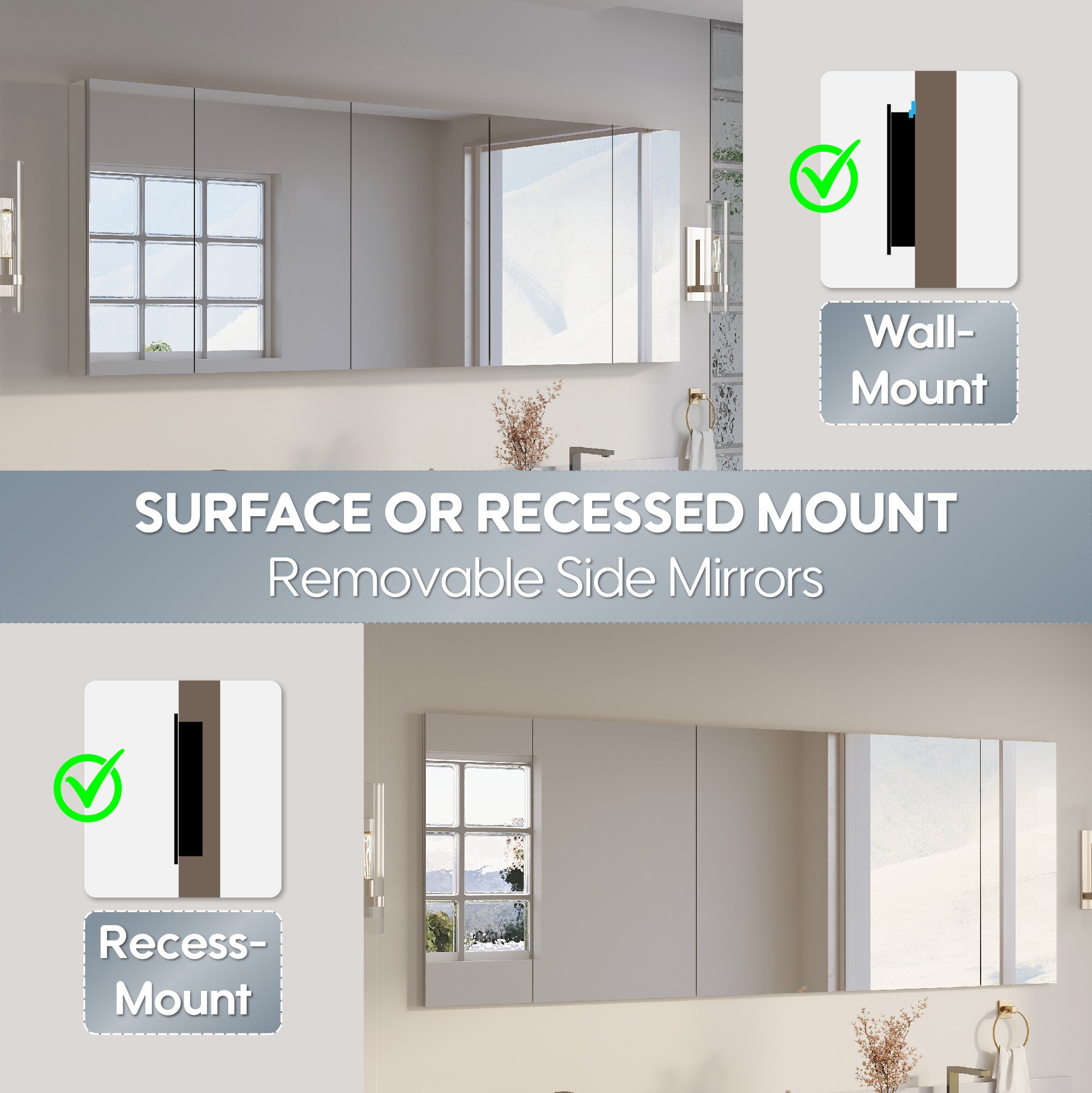 CALVON ROABCA12R-60-12L Bathroom-Medicine-Cabinets - View #5