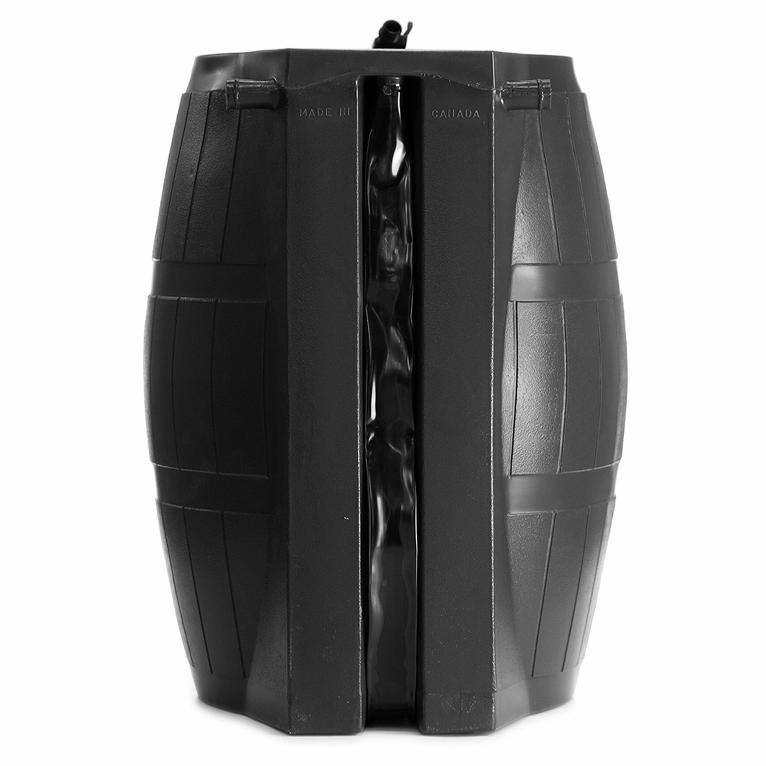 FCMP Outdoor 50-Gallons Black Recycled Plastic Rain Barrel with Diverter Spigot