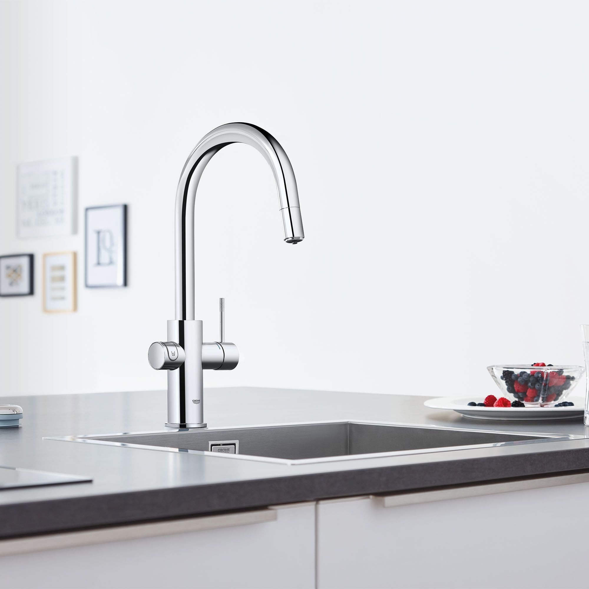 GROHE Chrome Single Handle High-arc Filtered Kitchen Faucet in Faucets department at Lowes.com