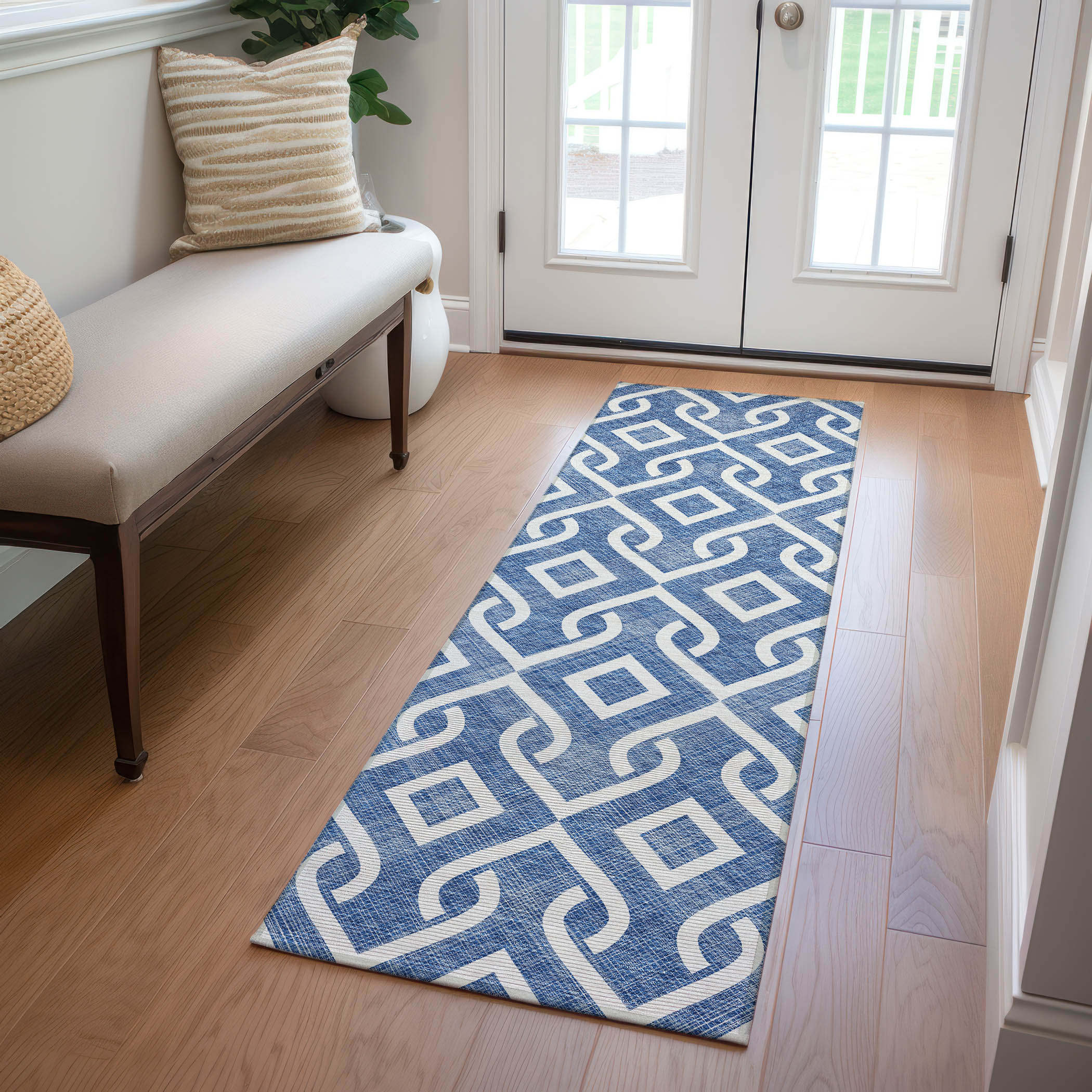Addison Rugs ACN621BU2X8 Chantille ACN621BU 2 x 7 (ft) Polyester Blue Rectangular Indoor/Outdoor Abstract Machine washable Runner rug