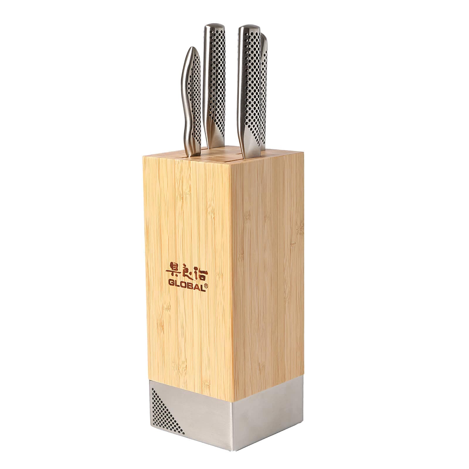 Global  Toshi 5 Piece Knife Block Set Bamboo