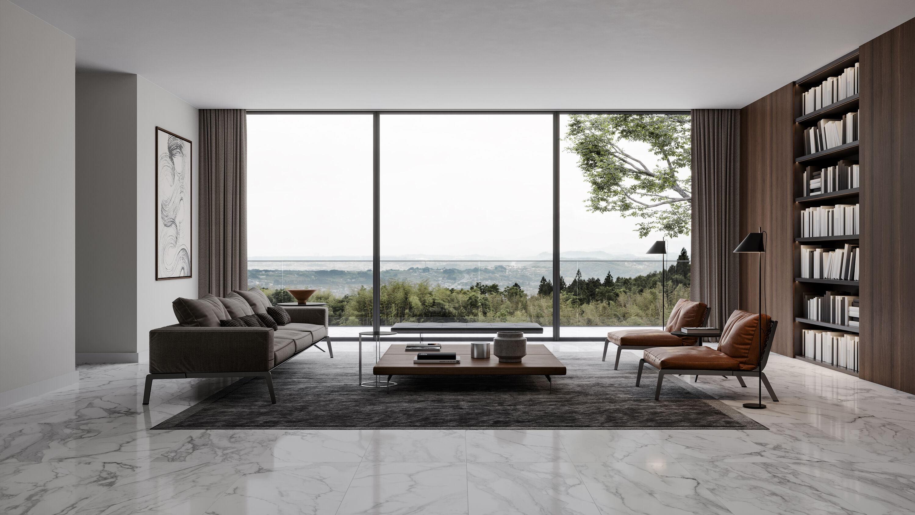 Satori Regent Statuario Abisso 24-in x 48-in Polished Porcelain Marble Look Floor and Wall Tile (7.75-sq. ft/ Piece)
