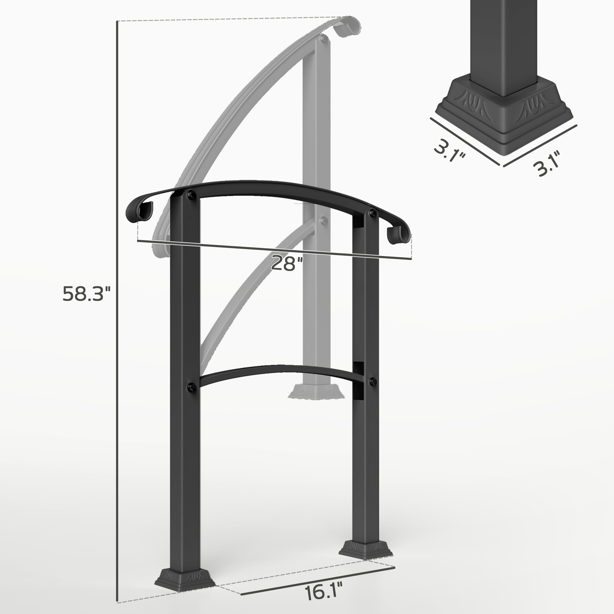 Outsunny B70-069V00BK Interior-Stairpart-Railing - View #5