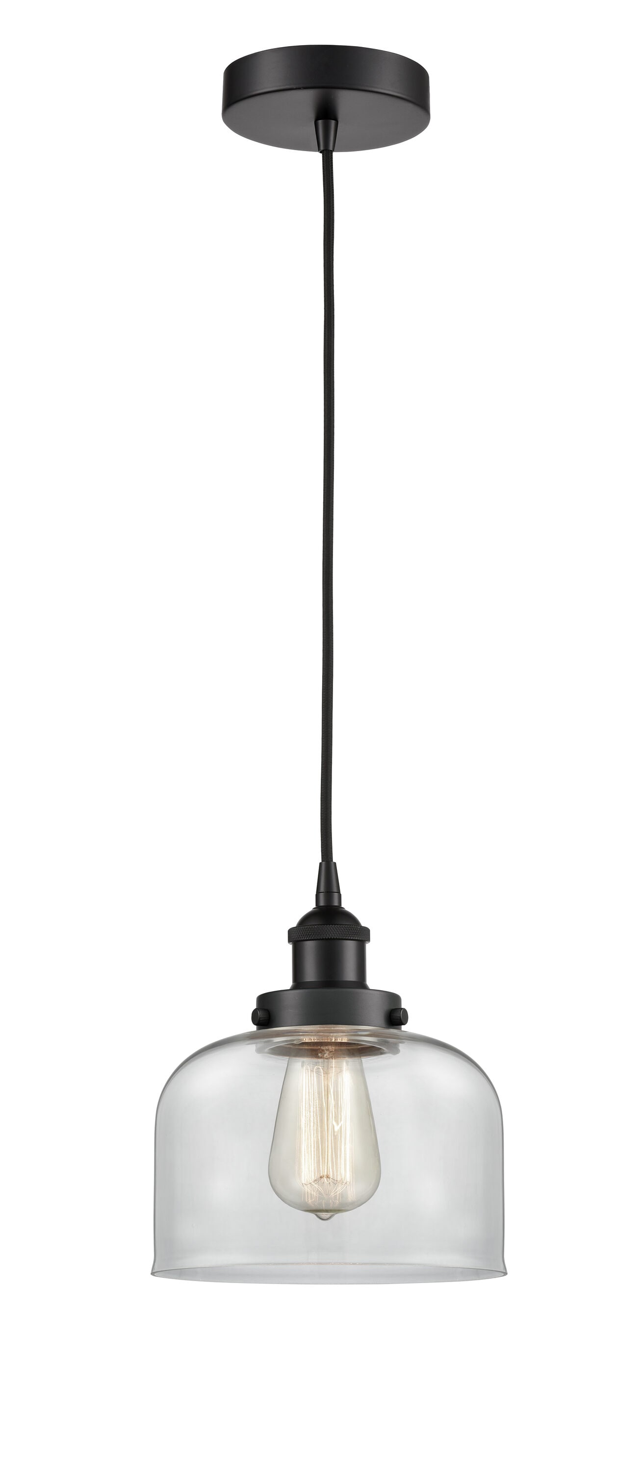 Innovations Lighting Bell Matte Black Industrial Clear Glass Bell Mini ...