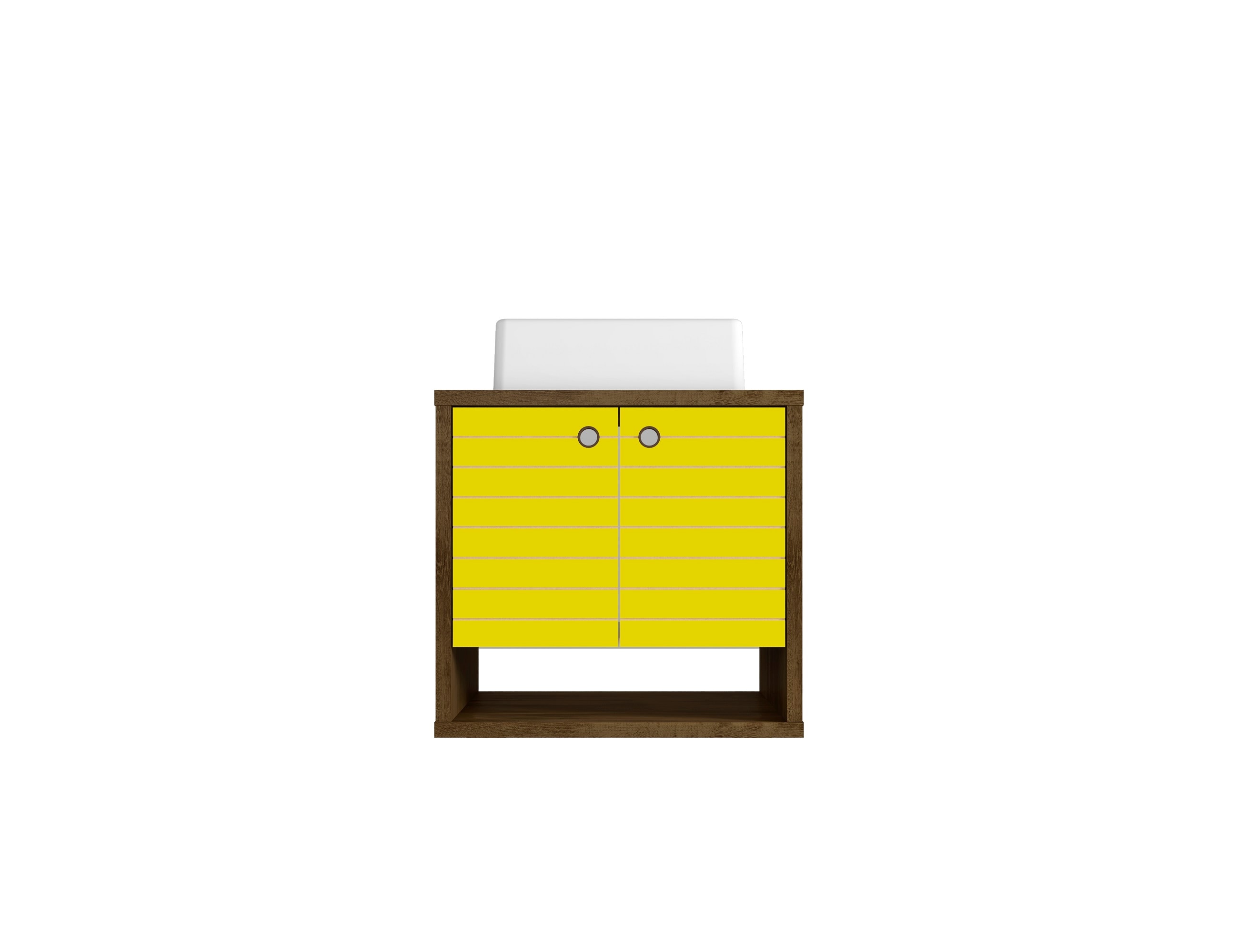 Manhattan Comfort 242BMC94 Liberty 24-in Rustic Brown and Yellow Single Sink Floating Bathroom Vanity with White Wood Top