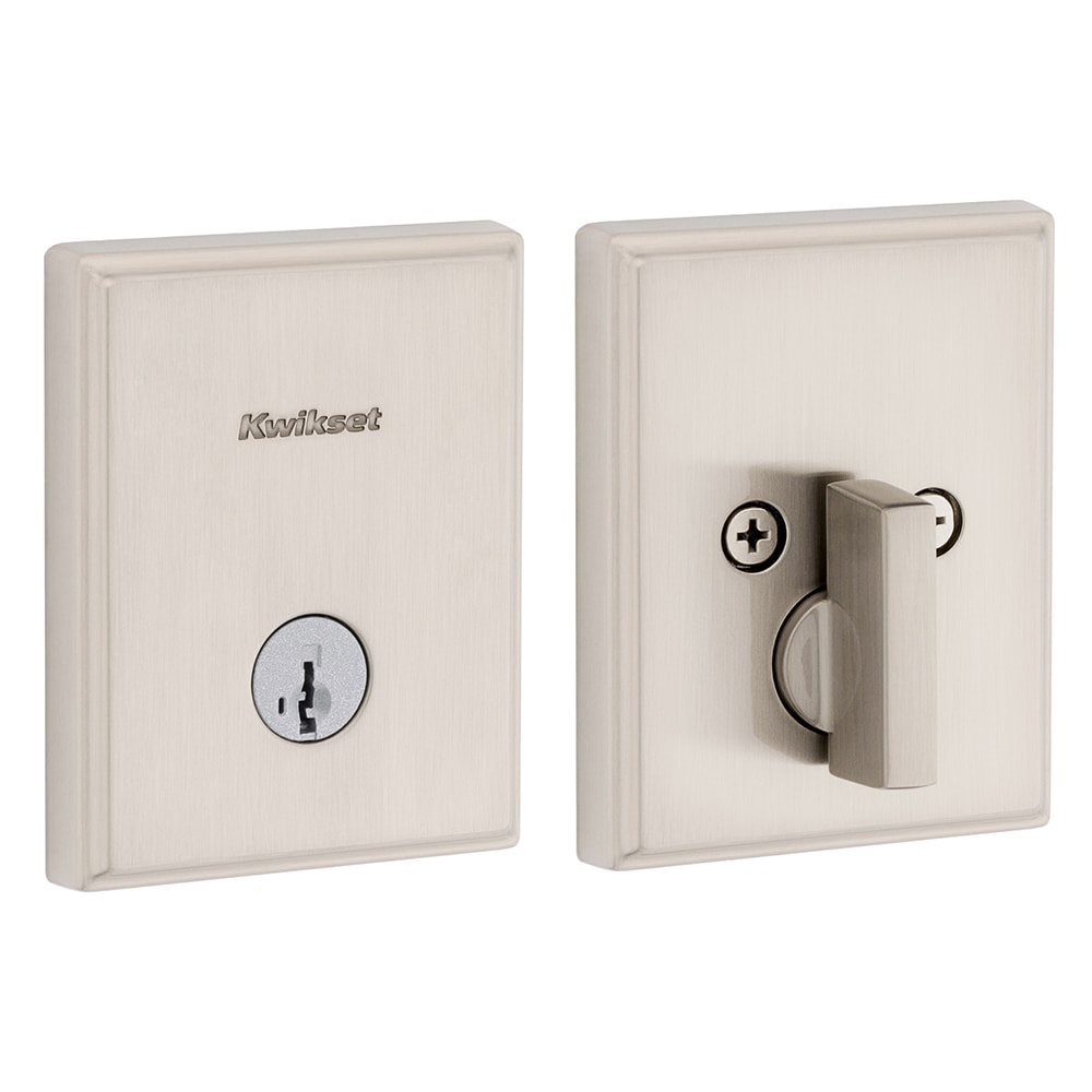 Kwikset Signature Series Crosstown Satin Nickel Single Cylinder Deadbolt ft. SmartKey Security