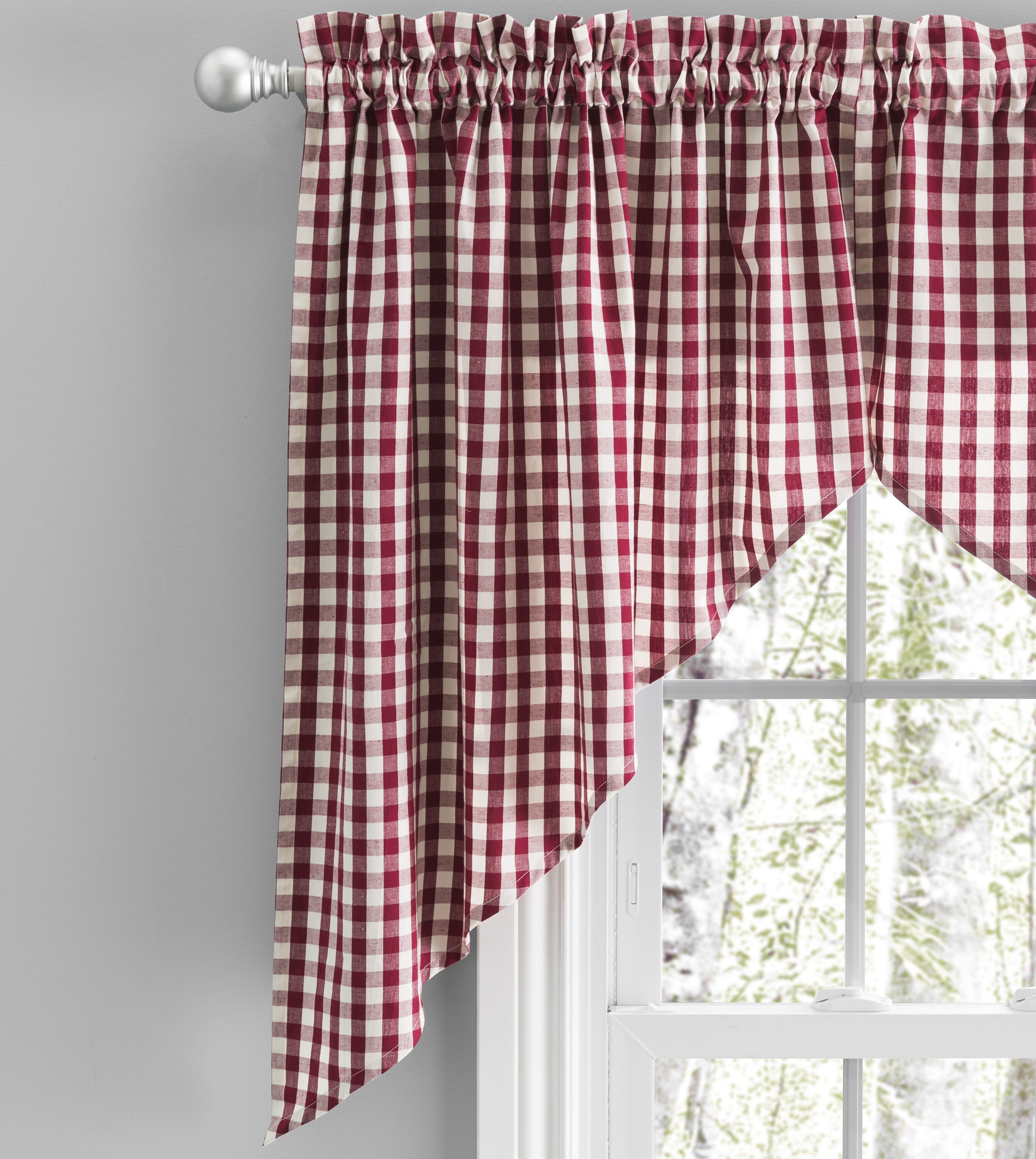 Ricardo Trading 04425-08-036-16 36-in Burgundy white Plaid Light filtering Rod pocket Curtain panel pair