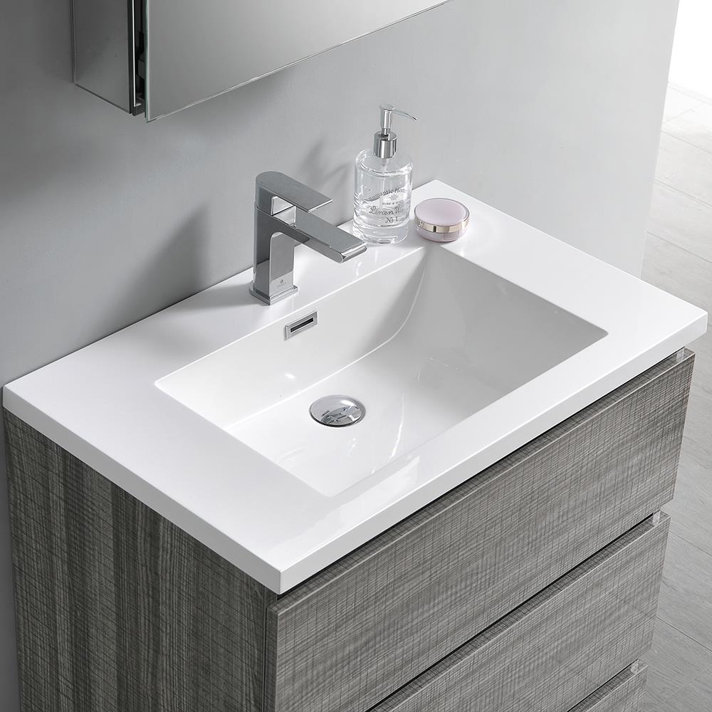 Fresca Senza 30-in Glossy Ash Gray Single Sink Bathroom Vanity with ...