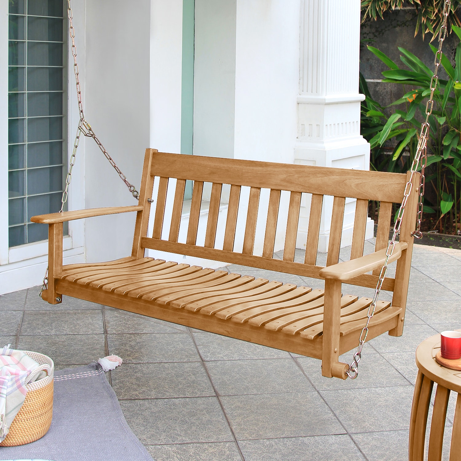 Cambridge Casual Thames Teak Wood Porch Swing Durable Outdoor Swing