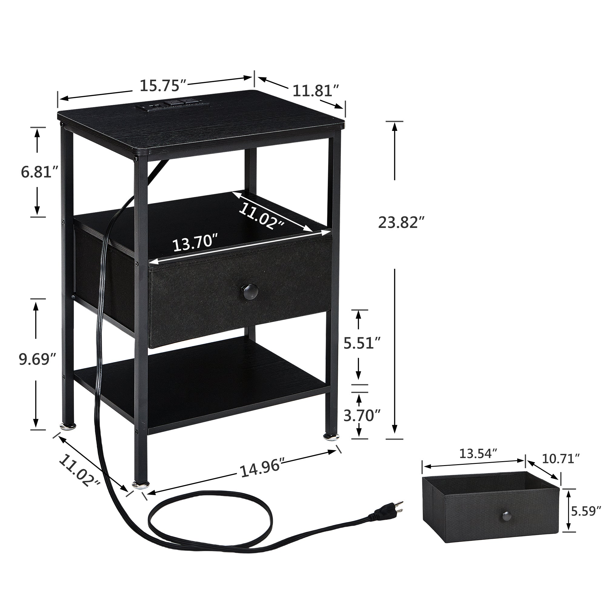 Vecelo LOE-MX-CNS02-BLK End-Tables - View #3