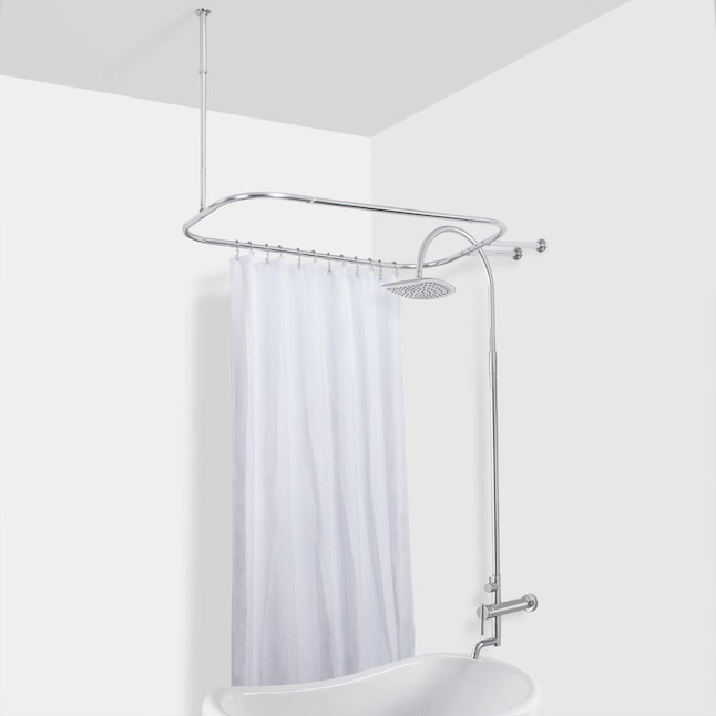 Clawfoot Tub Chrome In The Shower Rods, Diy Shower Curtain For Clawfoot Tub