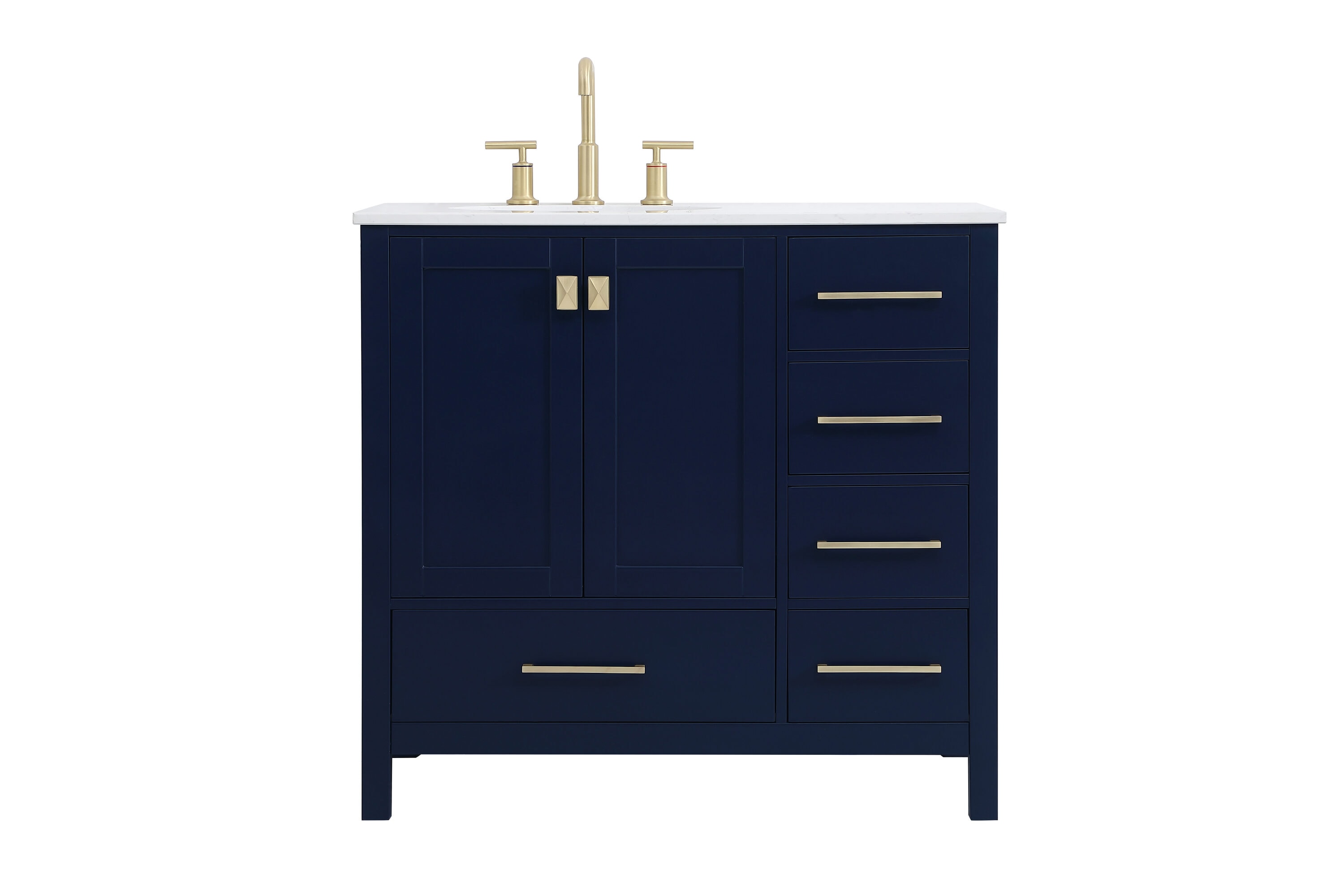 Elegant Decor FI56436BL First Impressions 36-in Blue Undermount Single sink Bathroom Vanity with Calacatta White Engineered marble Top