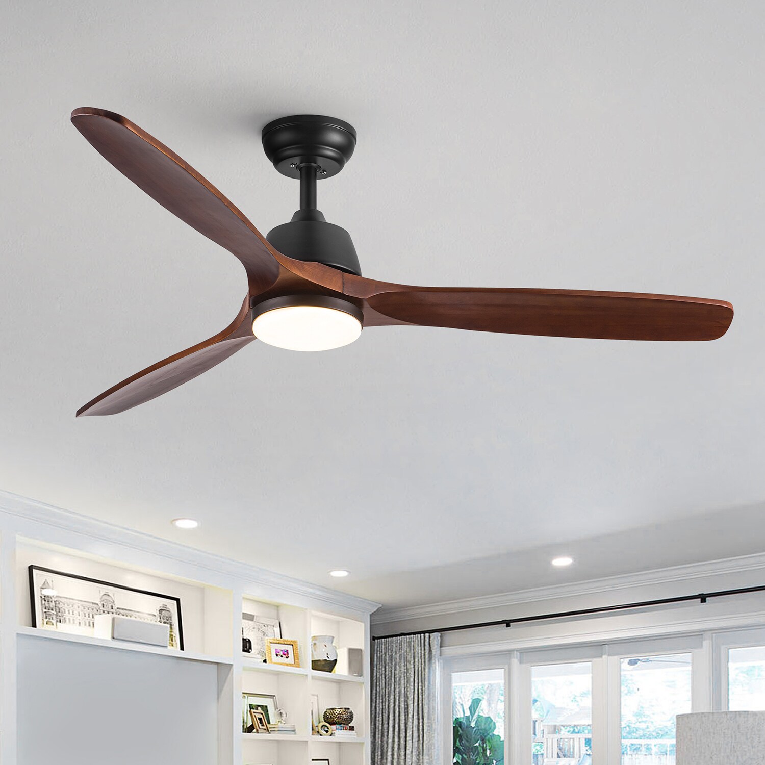 SINOFURN 52-in Black Color-changing Indoor Ceiling Fan Light Kit 
