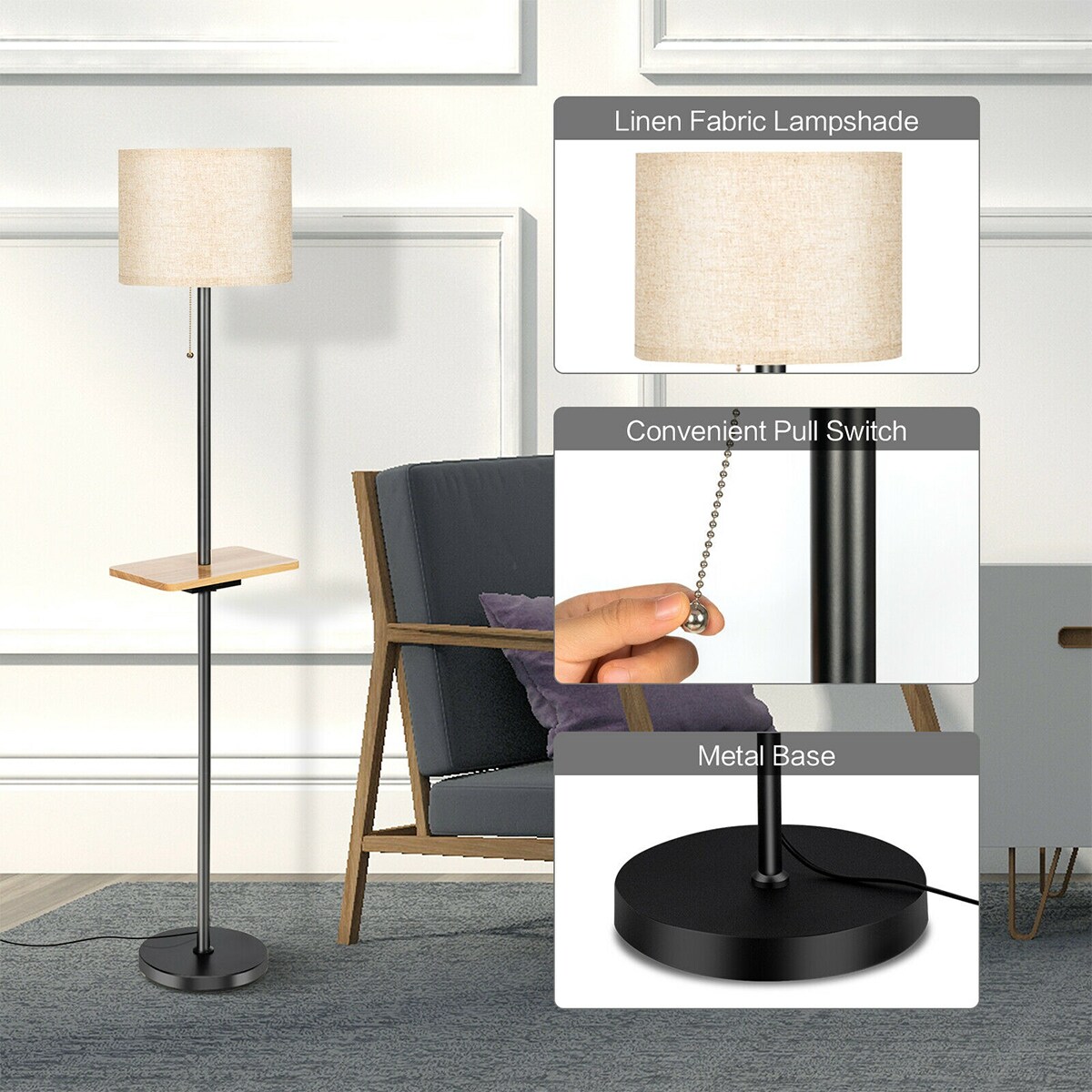 WELLFOR CW Magnifying Lamp 62-in White Swing-arm Floor Lamp in the Floor  Lamps department at