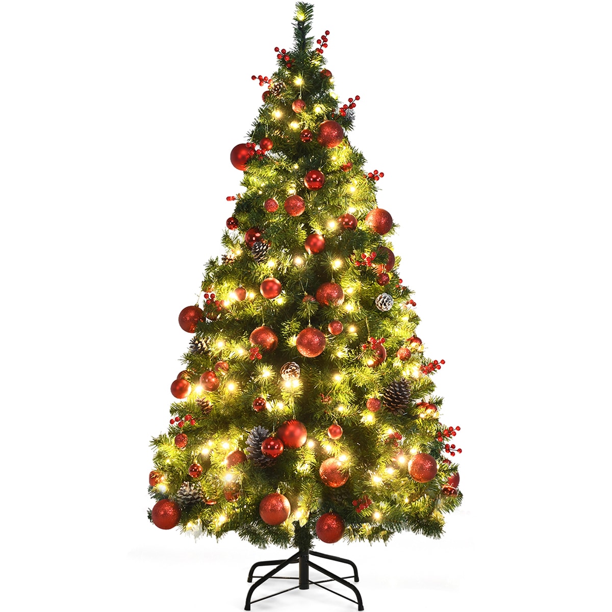 WELLFOR CM-HFY-23613US 5-Feet Pre-lit Artificial Christmas Tree with White LED Lights