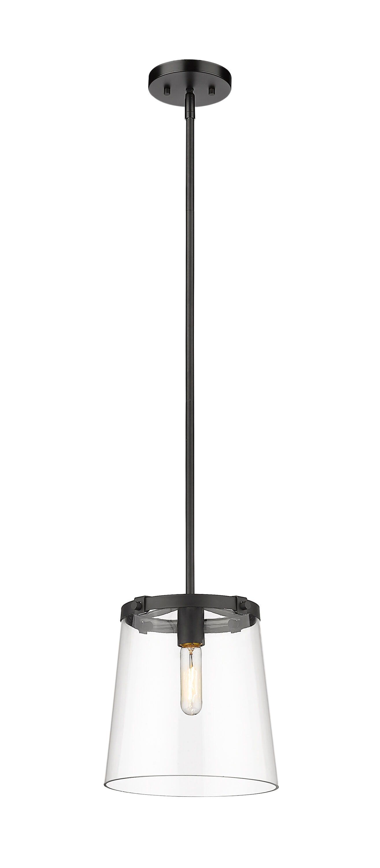 Callista Matte Black Hand-Crafted Glass Pendant Light