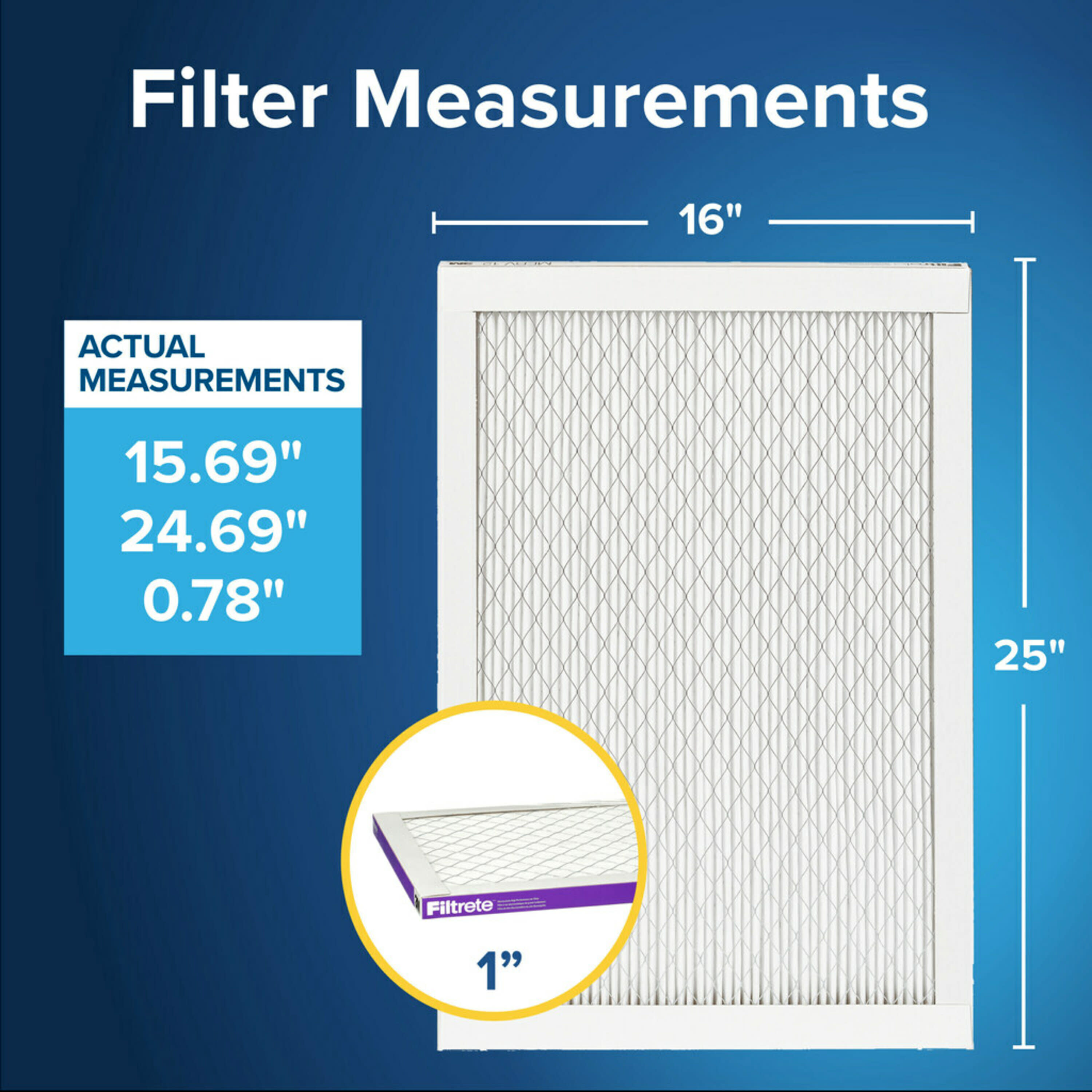 Filtrete 16-in W x 25-in L x 1-in MERV 12 1500 MPR Allergen, Bacteria ...