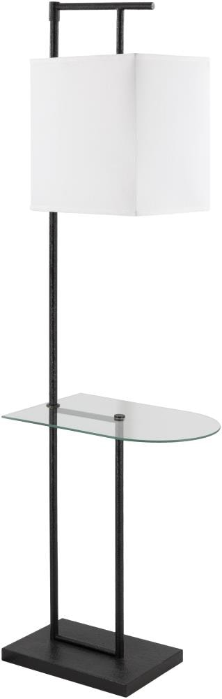 rudko polished steel floor lamp with glass tray table