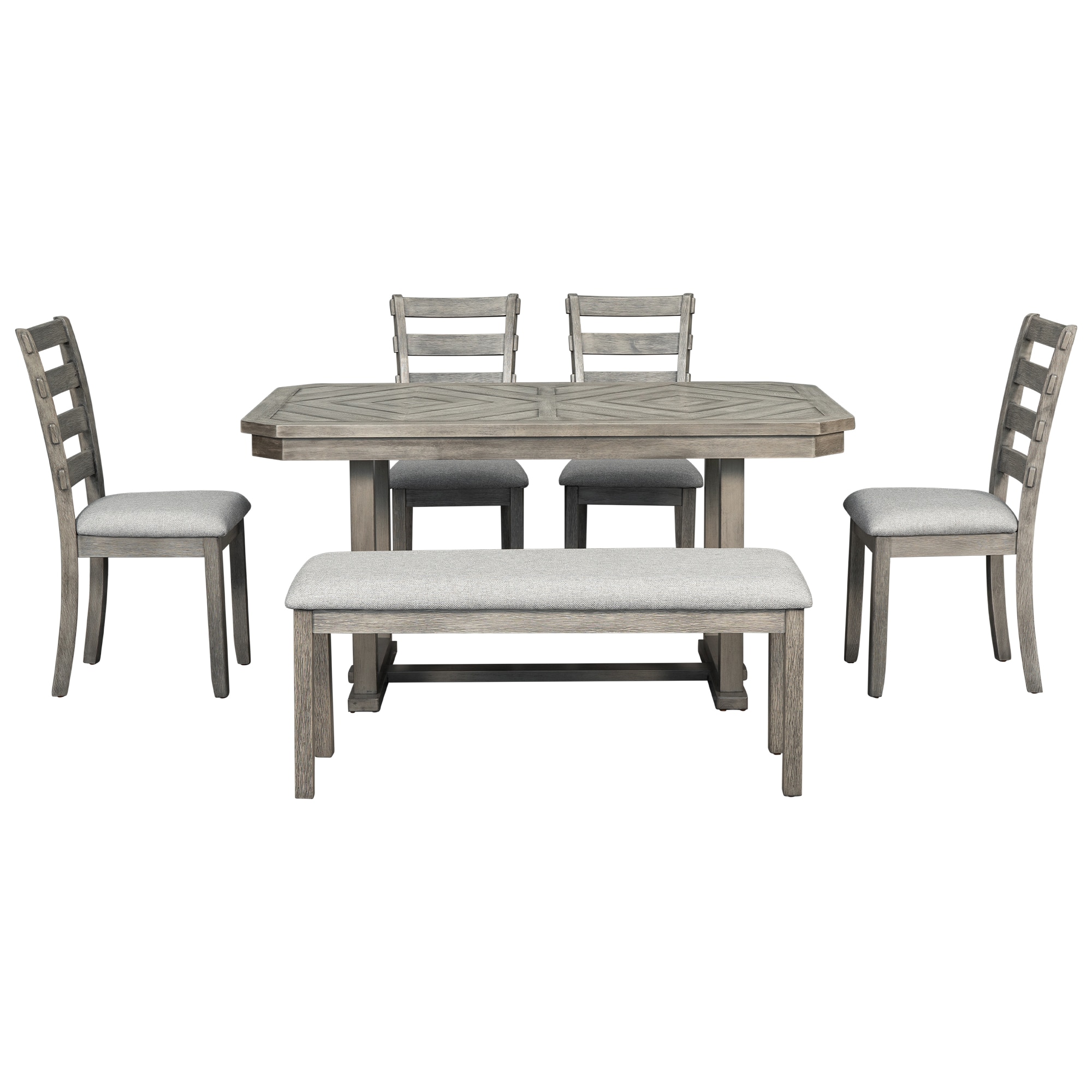 Siavonce XH49AAE Gray Contemporary/Modern Dining Room Set with Rectangular Table ( Seats 6 )