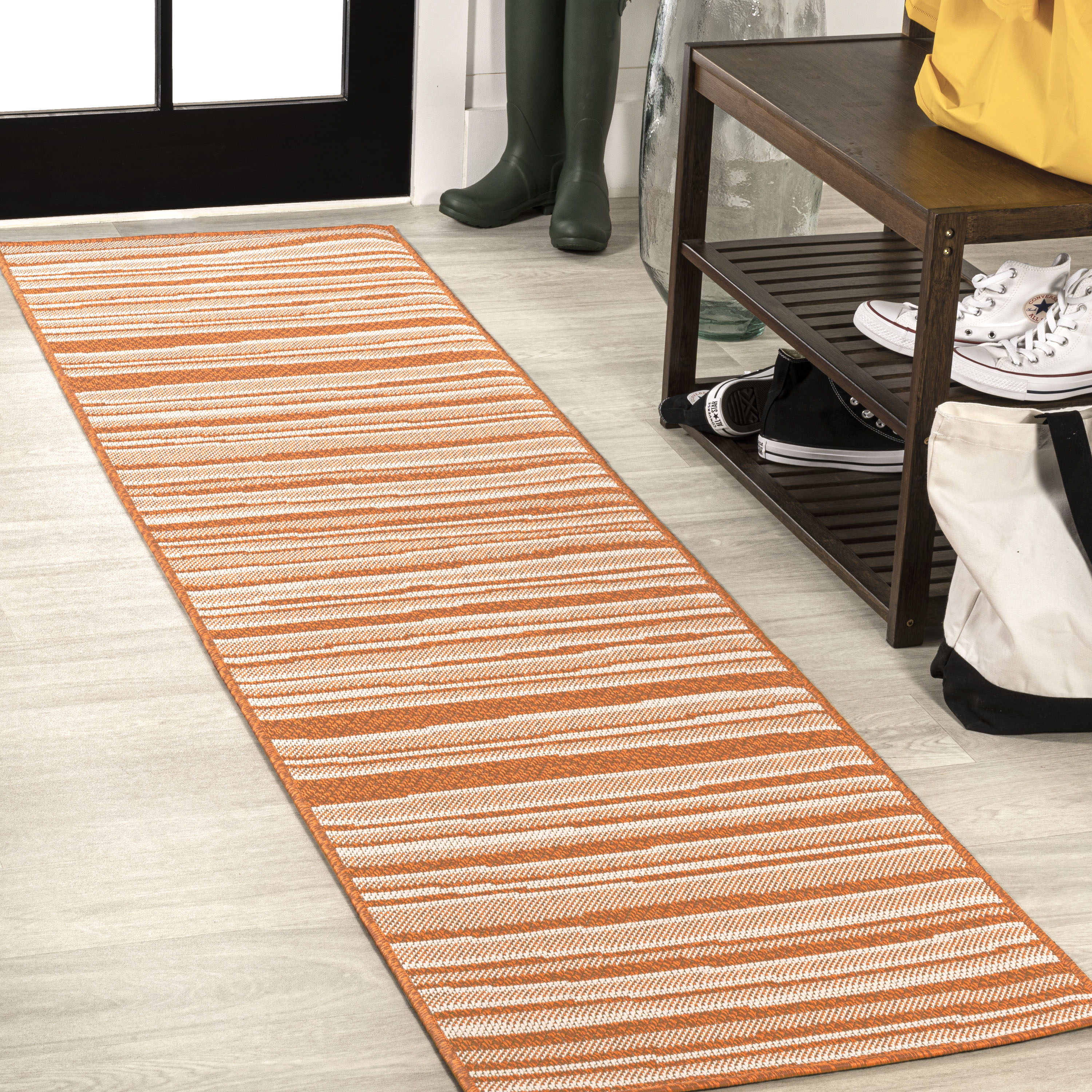 Haunted Living 2-ft x 3-ft Black/Orange/White Rectangular Indoor Door Mat  in the Mats department at