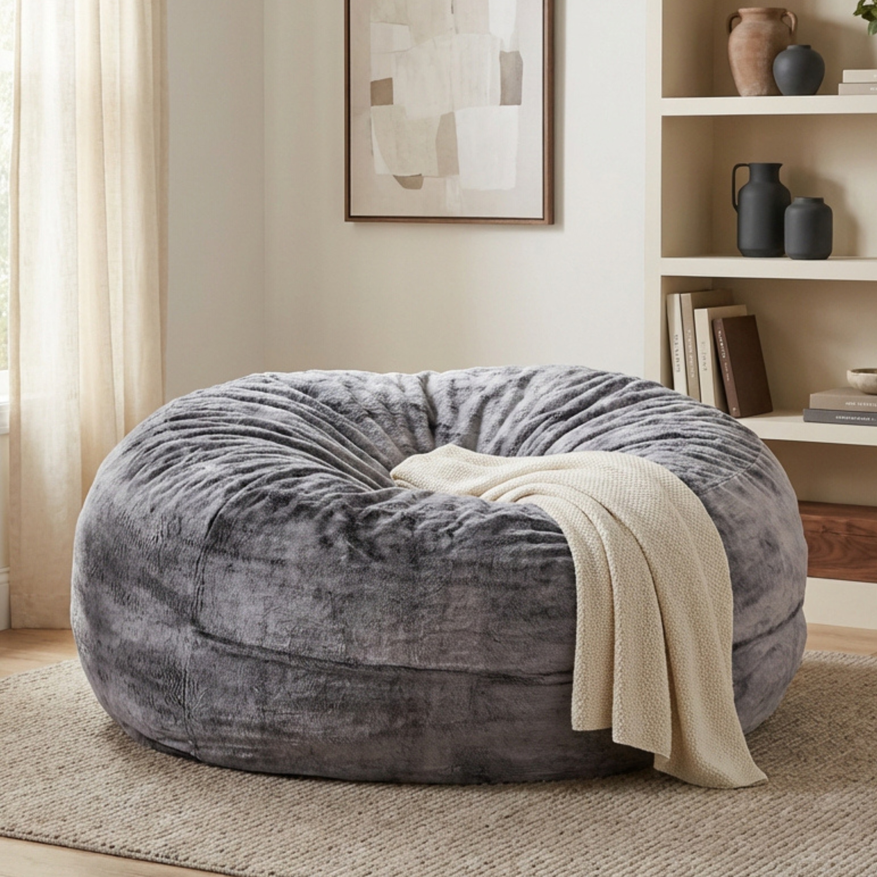Primo International 59939 Sealy Loungers Taupe Bean Bag Chair