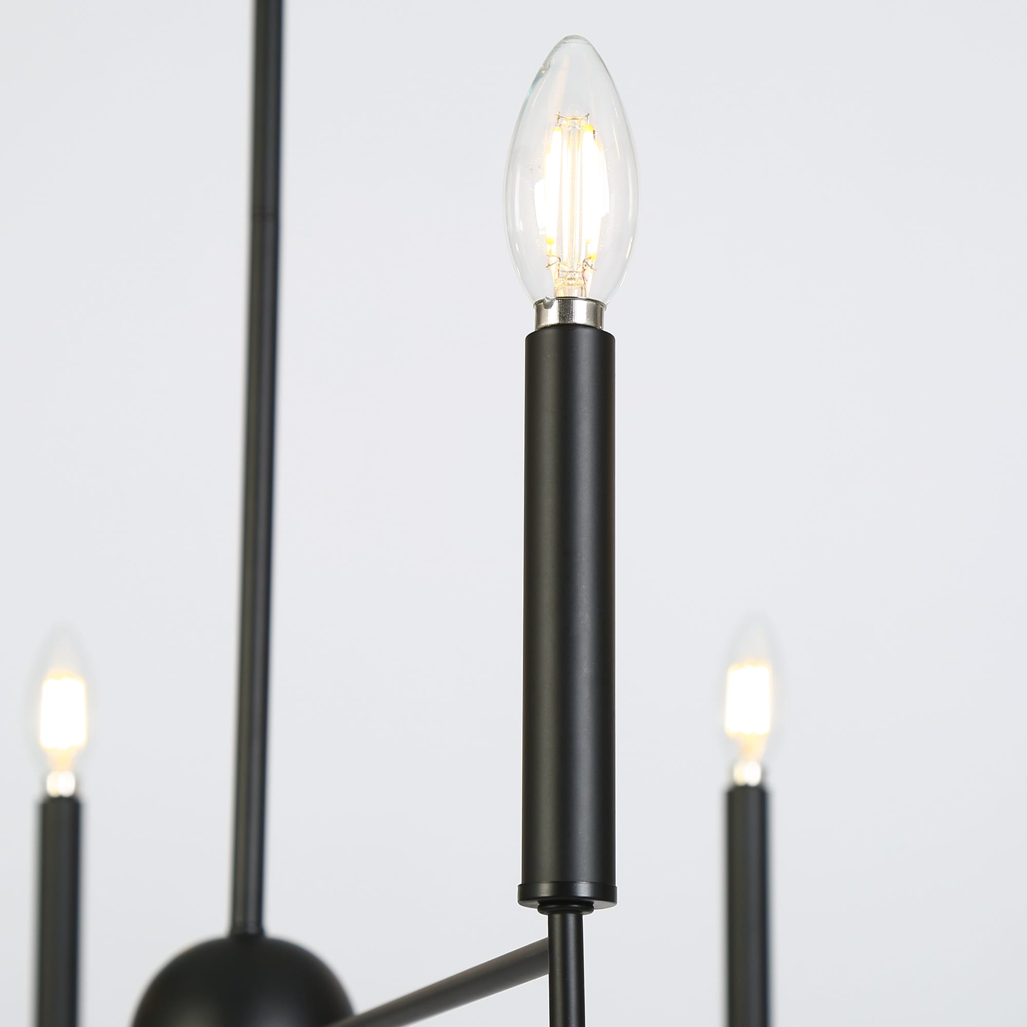 ZEVNI Industrial 8 -Light Matte Black Transitional Bare bulb For