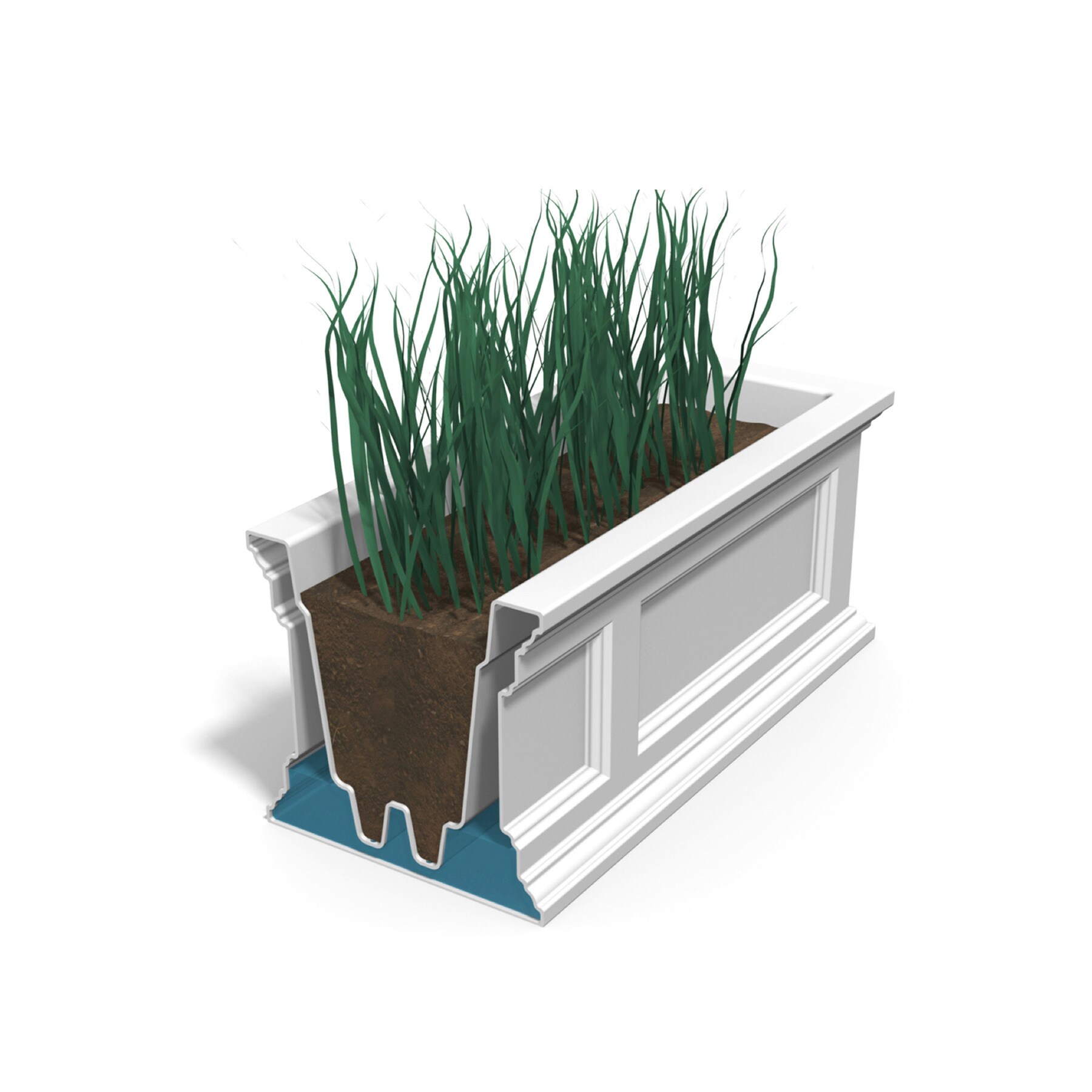 Black Resin 60" Window Box Planter with Water Reservoir