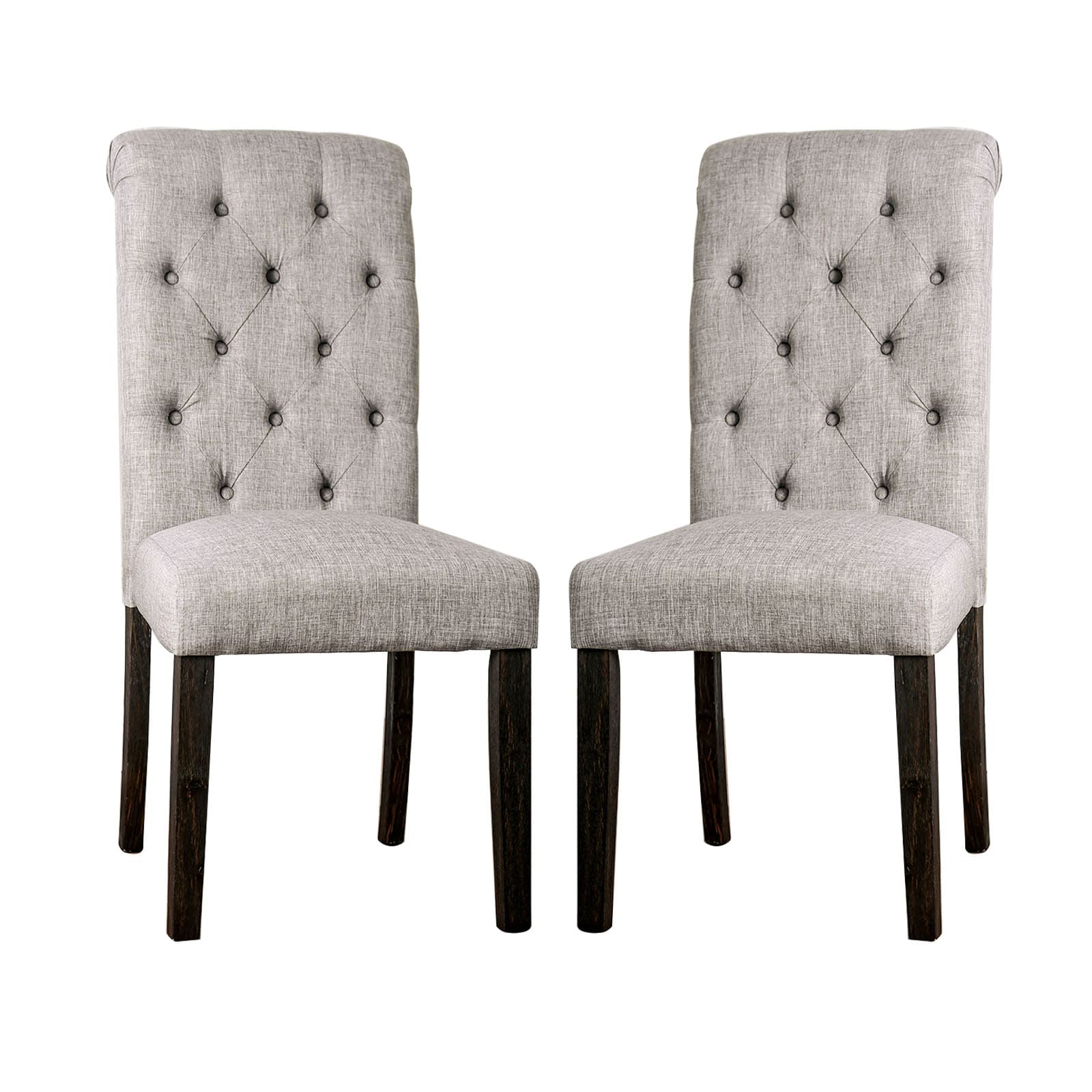 Simple Relax SR3735LG-SC-2PK Set of 2 Traditional Linen Upholstered Dining Side Chair (Wood Frame)