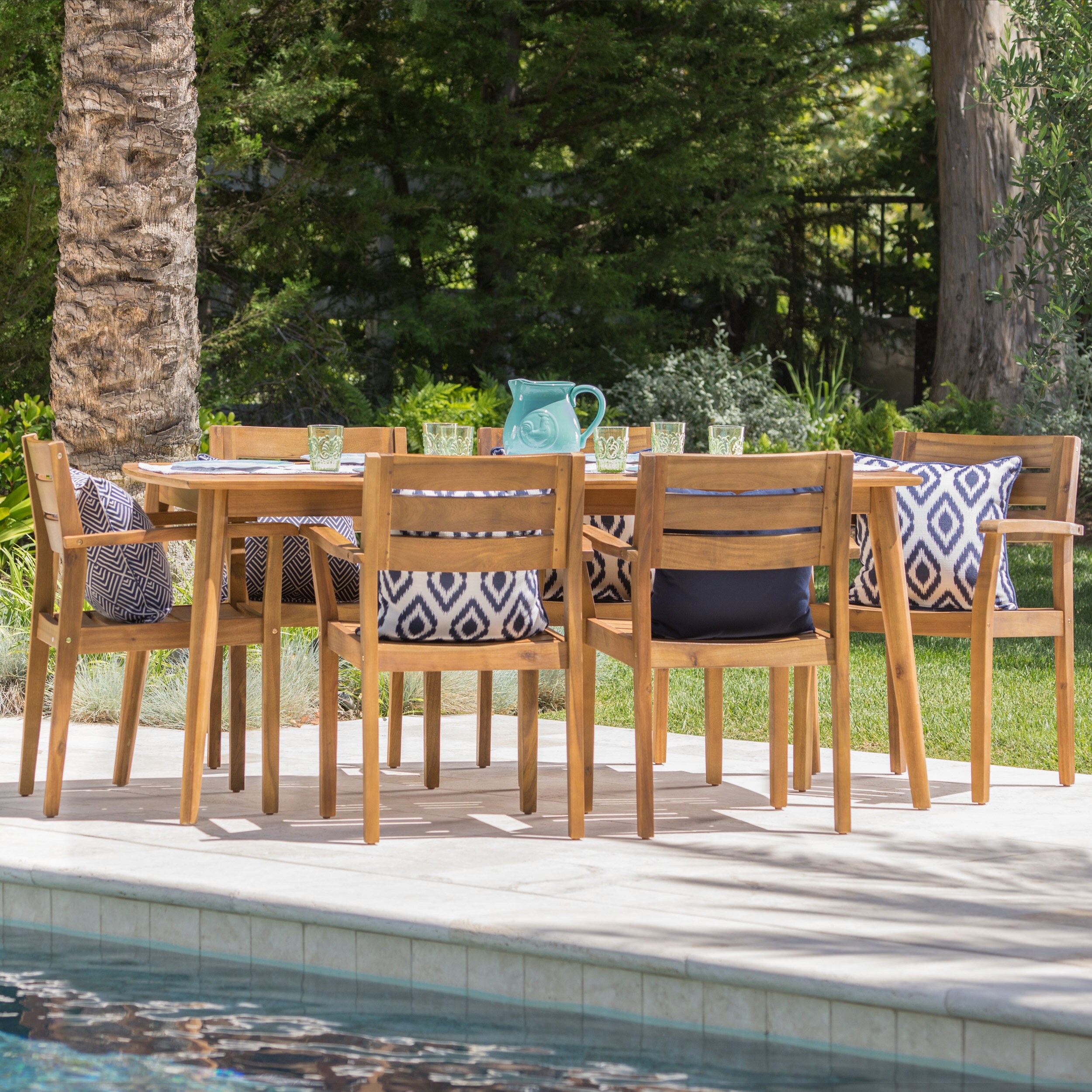 Christopher Knight Home Stamford Outdoor Modern Acacia Wood 6-Seater ...