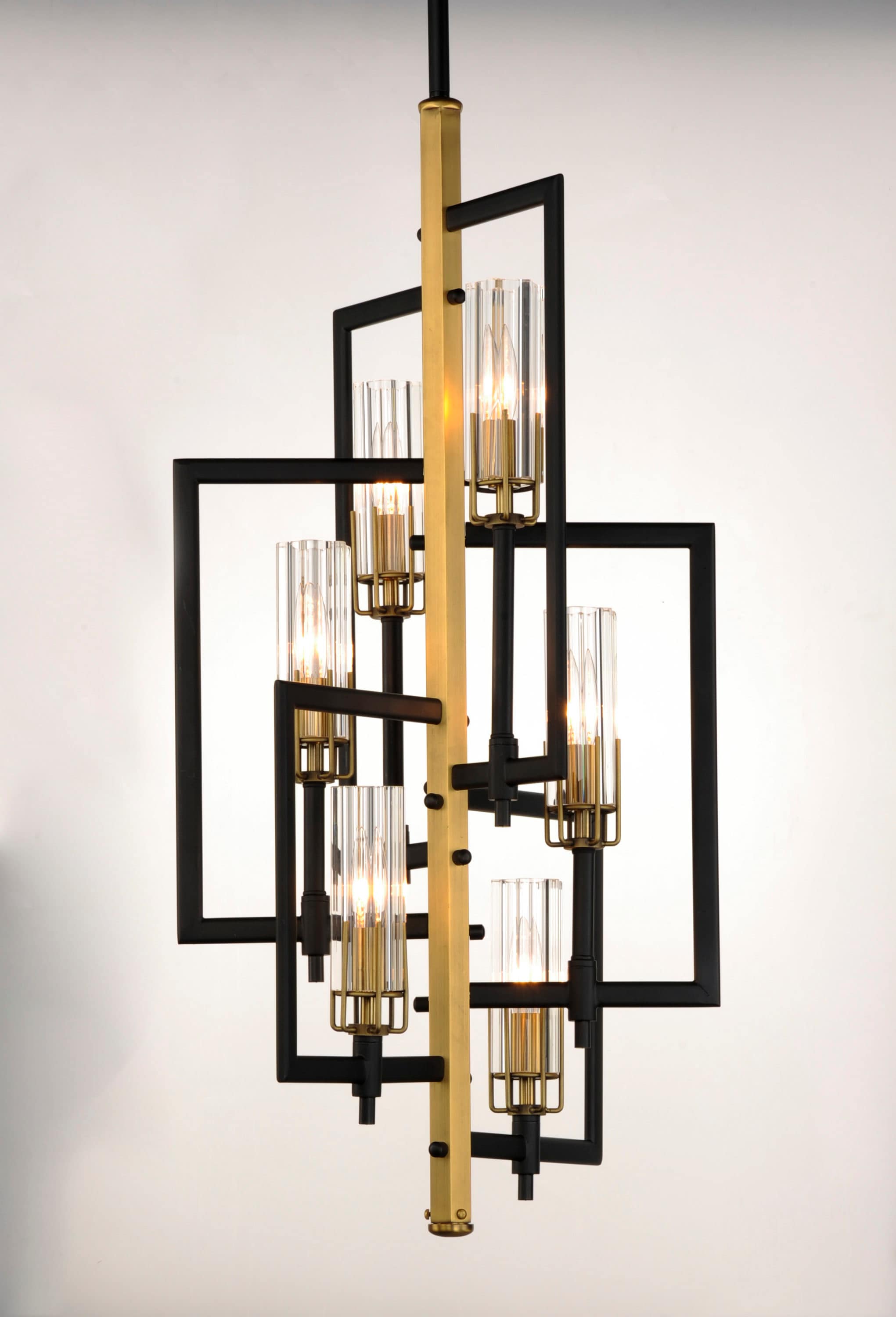 Flambeau 6-Light Pendant with Clear Glass Shades and Black Antique Brass Finish