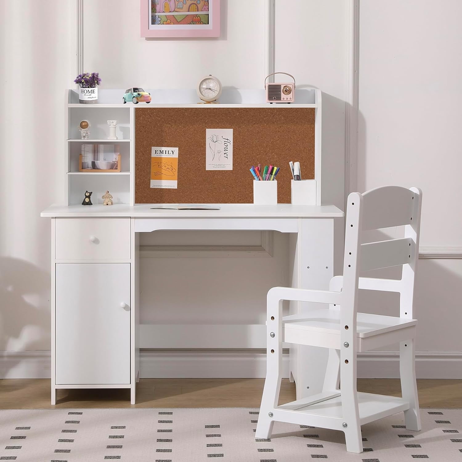 GAOMON Desk and Chair Set- Study Table with Storage Shelf and Bulletin ...