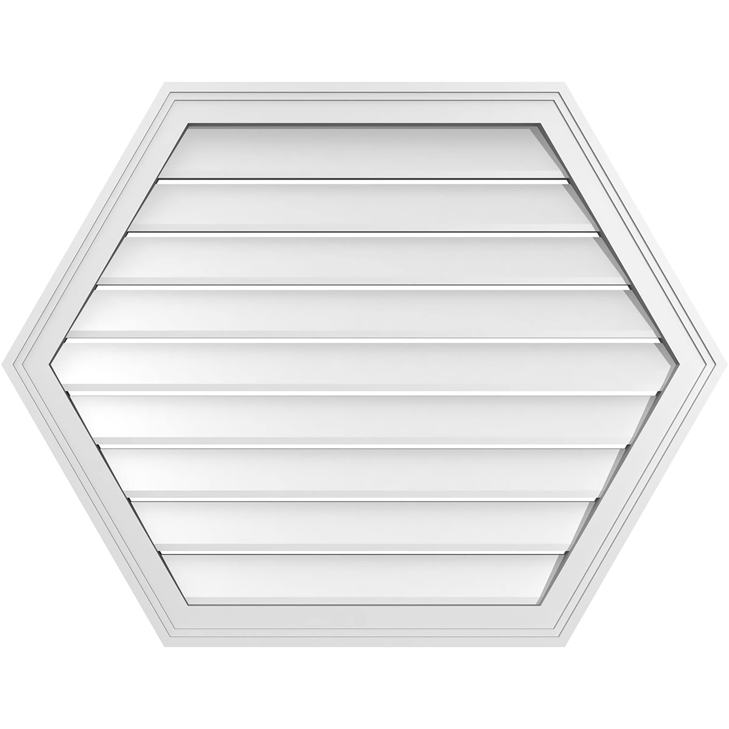 Ekena Millwork GVPHP36X2802SF 36-Inches x 28-Inches Off-white Peaked PVC Gable Louver Vent