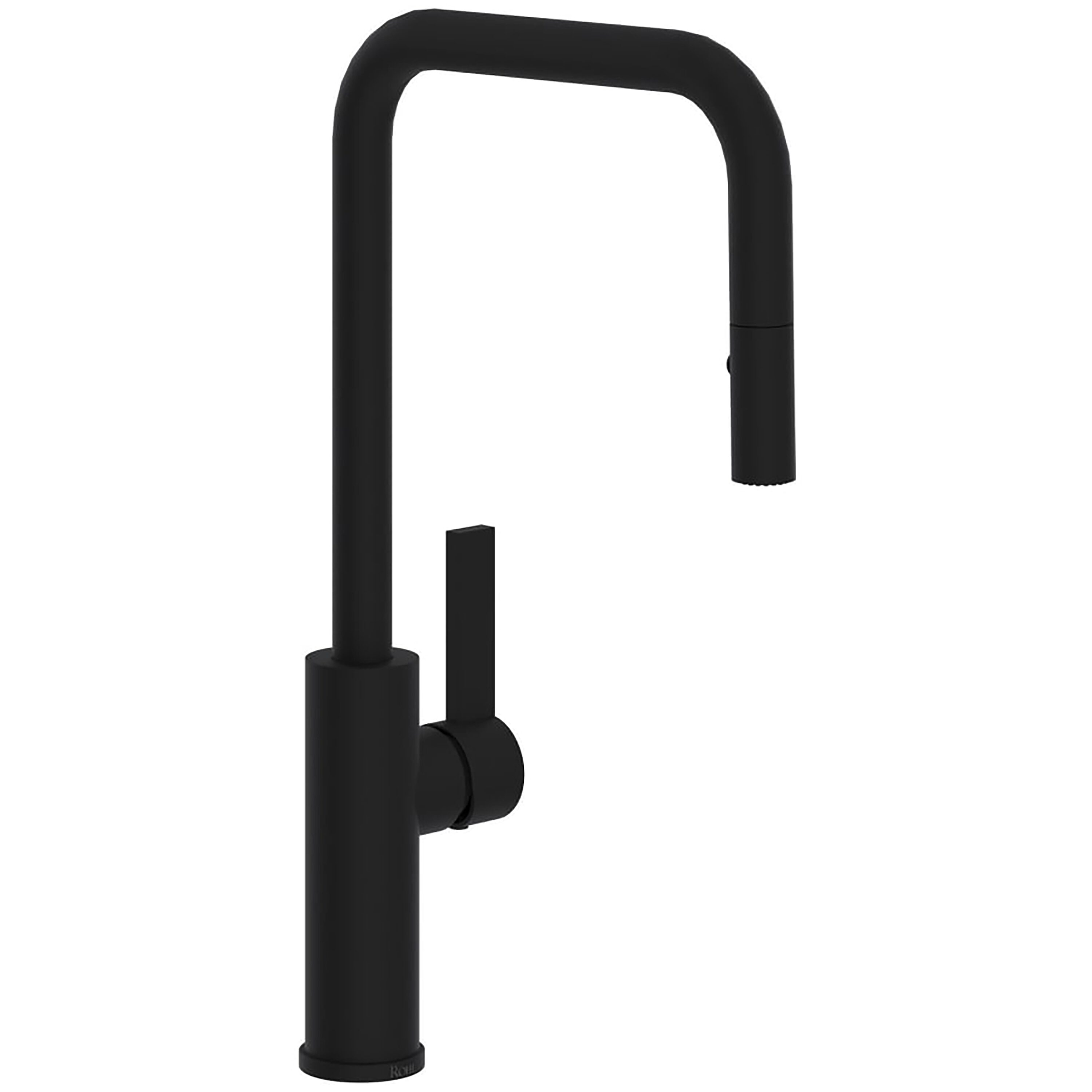 Rohl TR56D1LBMB Matte Black Single Handle Deck-mount Kitchen Faucet with Sprayer