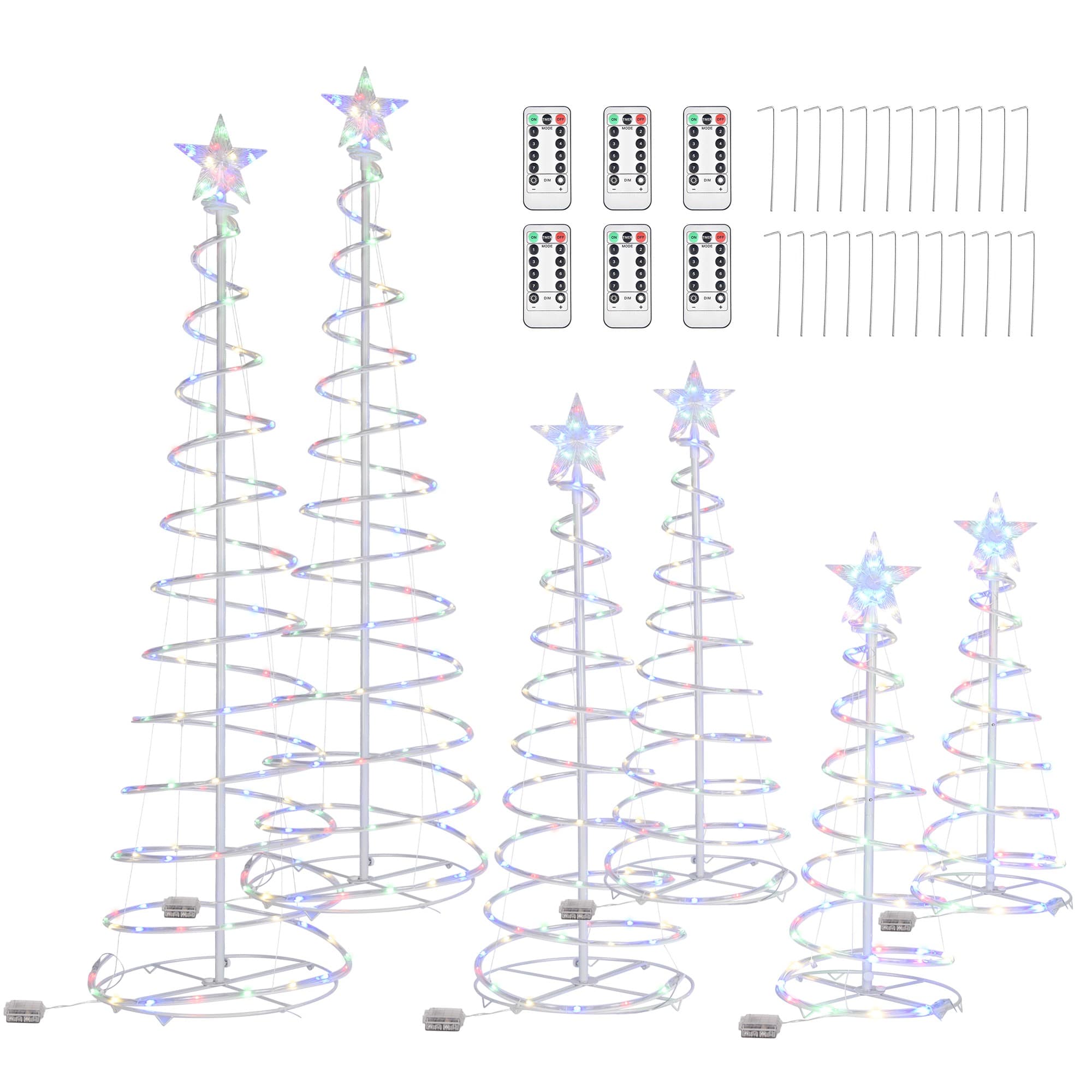 Yescom 11LST003-346-RBX2-LO 6-Pack Christmas Spiral Light Kit Battery Powered 3/4/6 Feet Pre-Installed LED For Indoor Outdoor