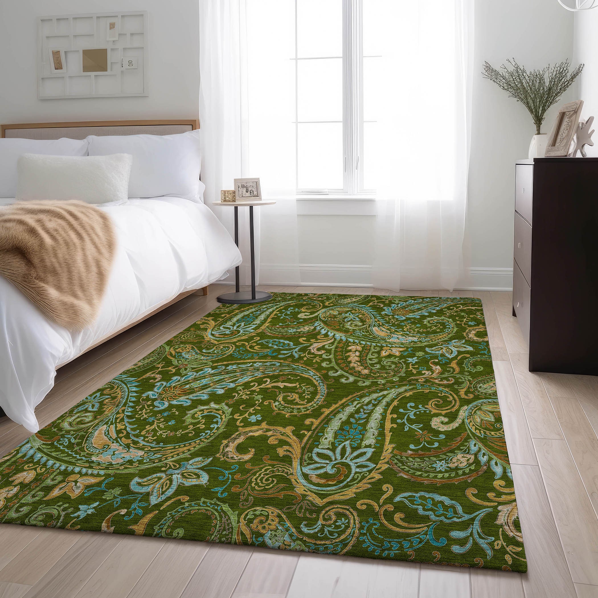 Addison Rugs AMF511GE30X46 Mayfield AMF511GE 2 x 3 (ft) Loomed Polyester Green Rectangular Indoor Abstract Machine washable Area rug