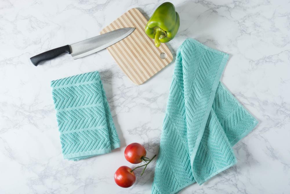 Broyhill Aqua Chevron Kitchen Towels, 3-Pack