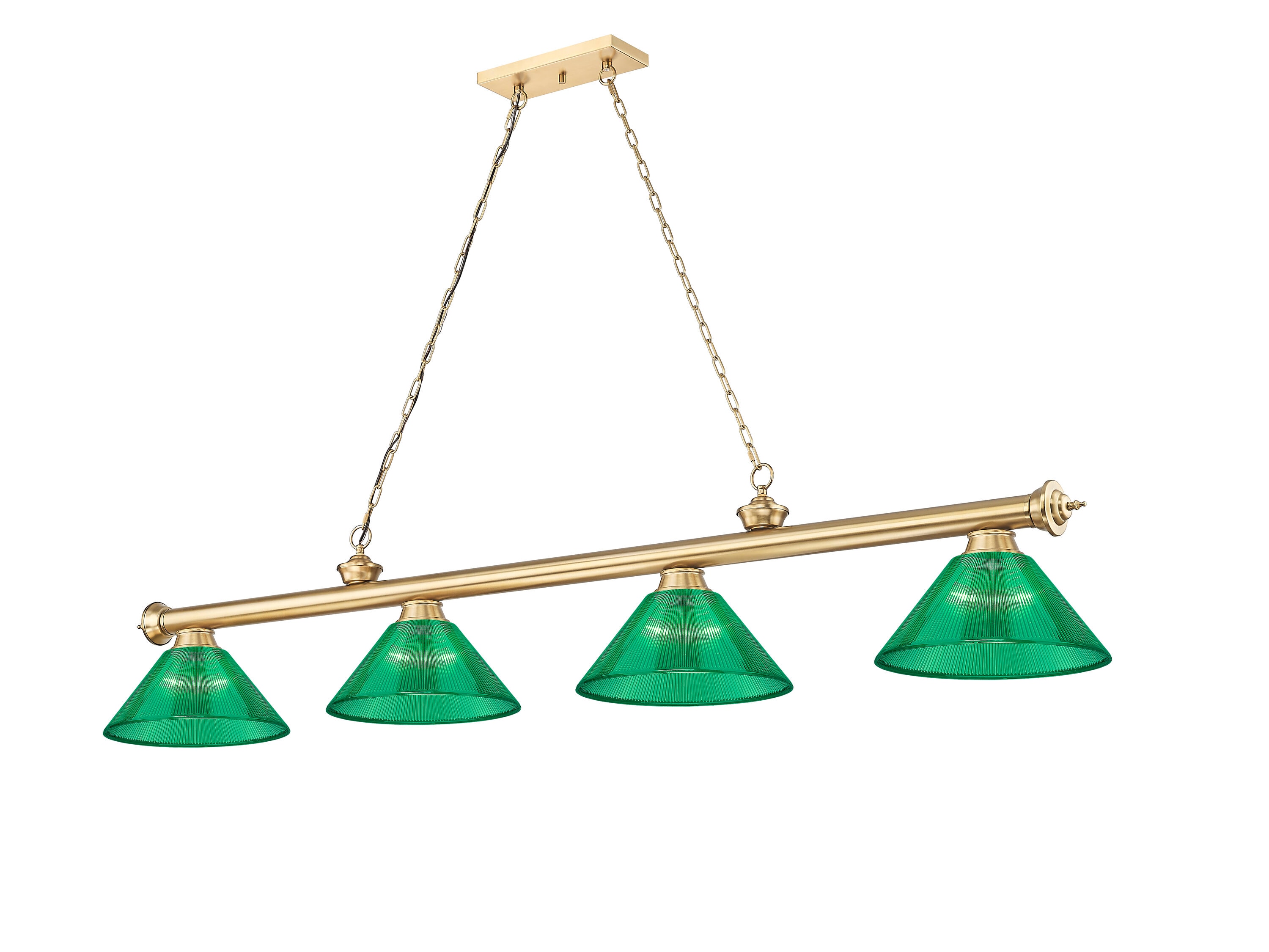 Z-Lite Cordon 14in Heritage Brass Fixture with Green Acrylic Shade