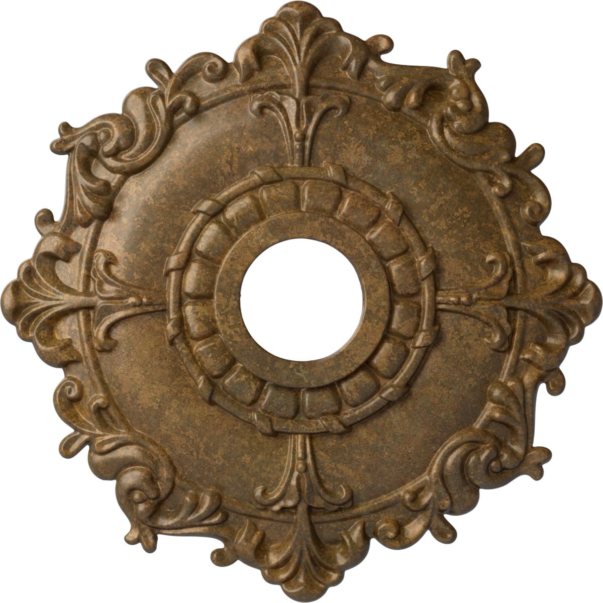 Ekena Millwork CM18RLRZS Riley 18-in W x 18-in L Painted Rubbed Bronze Polyurethane Whole Ceiling Medallion