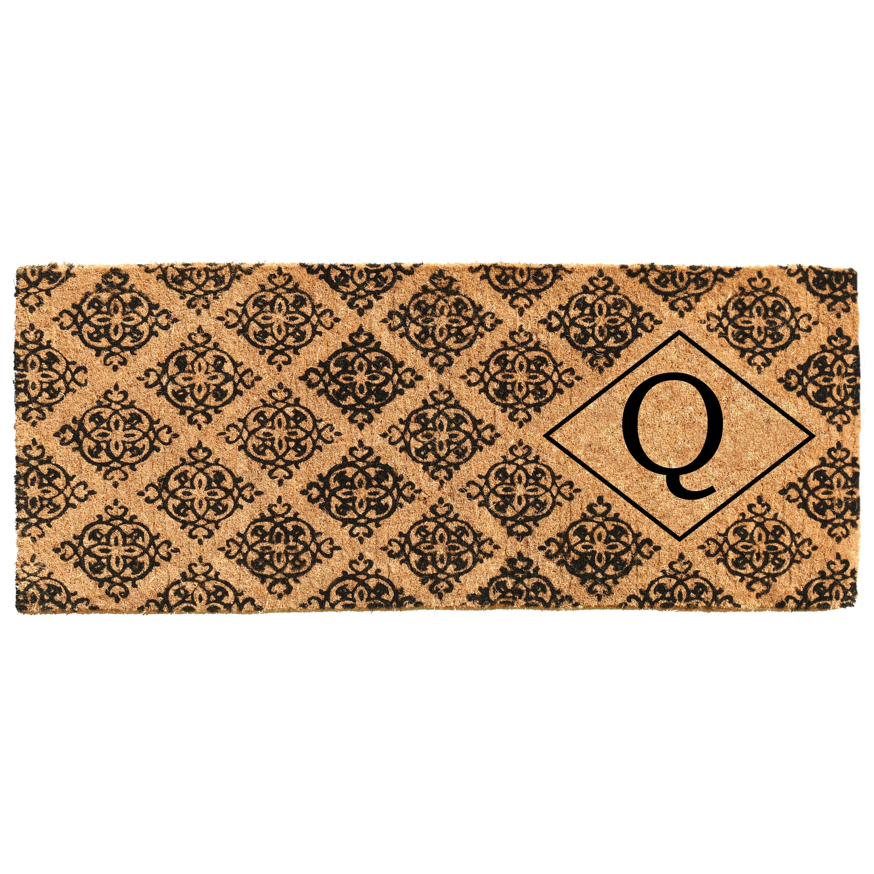 Callowaymills 103331846Q 18-in x 46-in Natural/Black Coir Non-Slip Grip Indoor or outdoor Decorative Door Mat