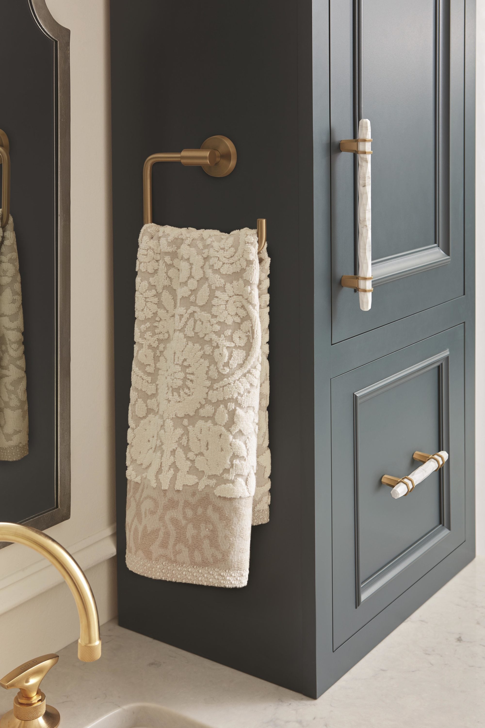 Marble White and Golden Champagne Modern Bar Pull