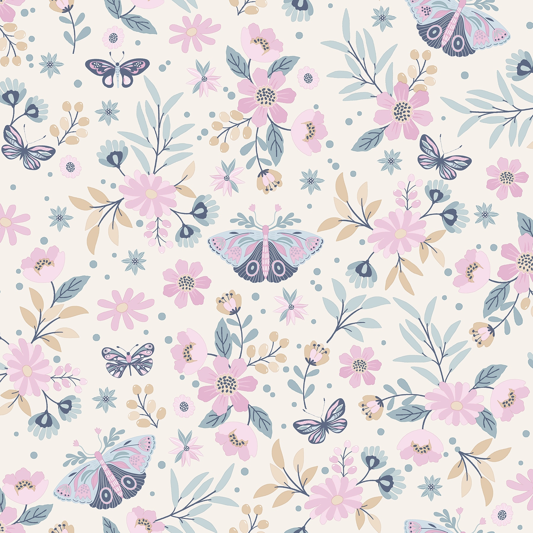 Chesapeake 4060-58103 Fable 57.5-Sq. Feet Pink Non-woven Animals Unpasted Wallpaper