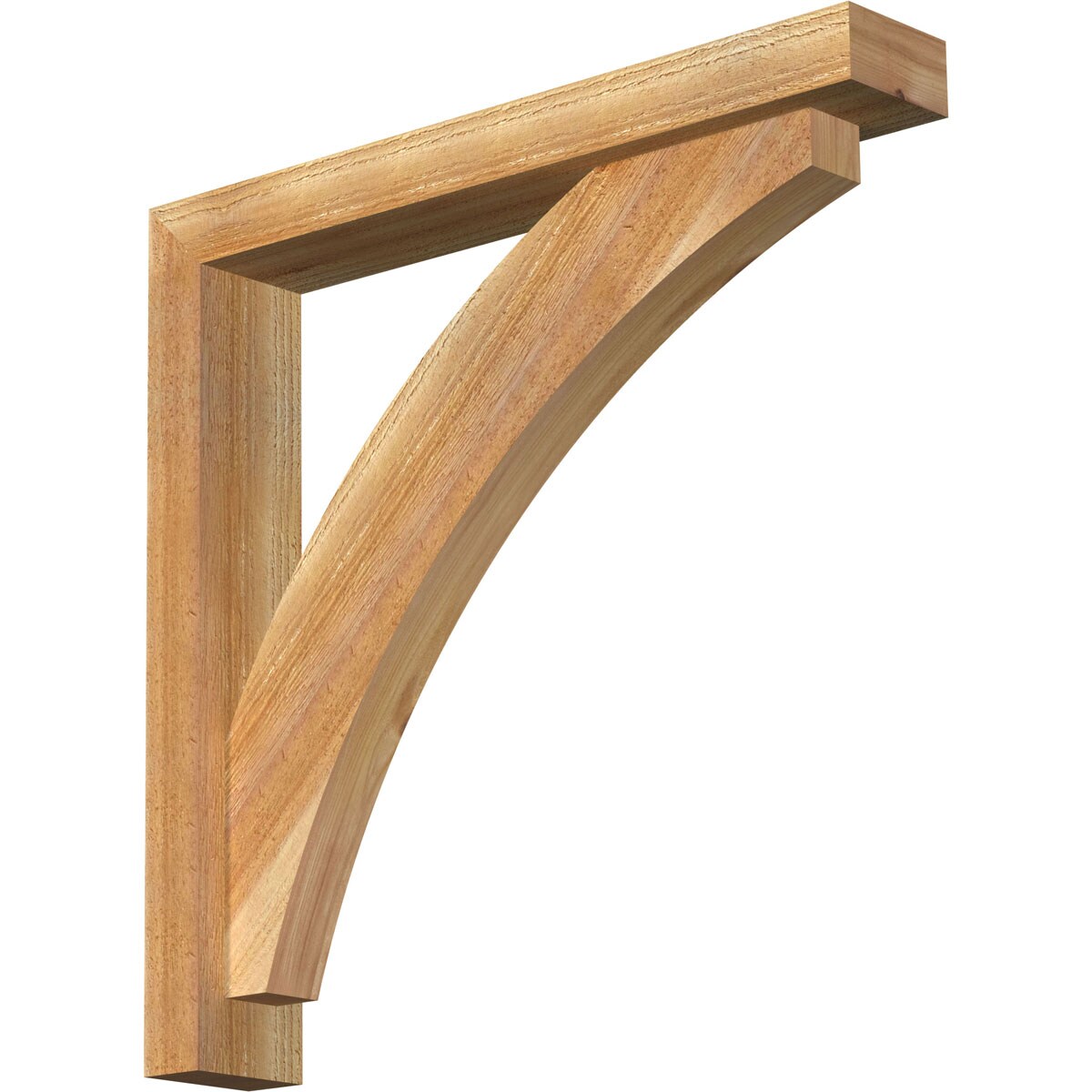 Ekena Millwork 1463823 Thorton Block Rough Sawn Bracket with Offset Brace 4-in x 24-in x 24-in Western red cedar Brown Wood Standard bracket