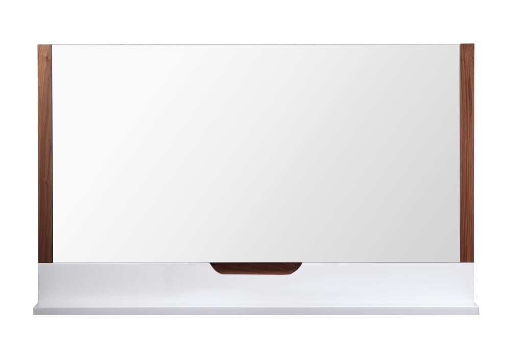 CARTISAN DESIGN MIREGWW55 Regia 55-in x 33.5-in Rectangle Fog Free Bathroom Vanity Mirror (Walnut/Matte White)