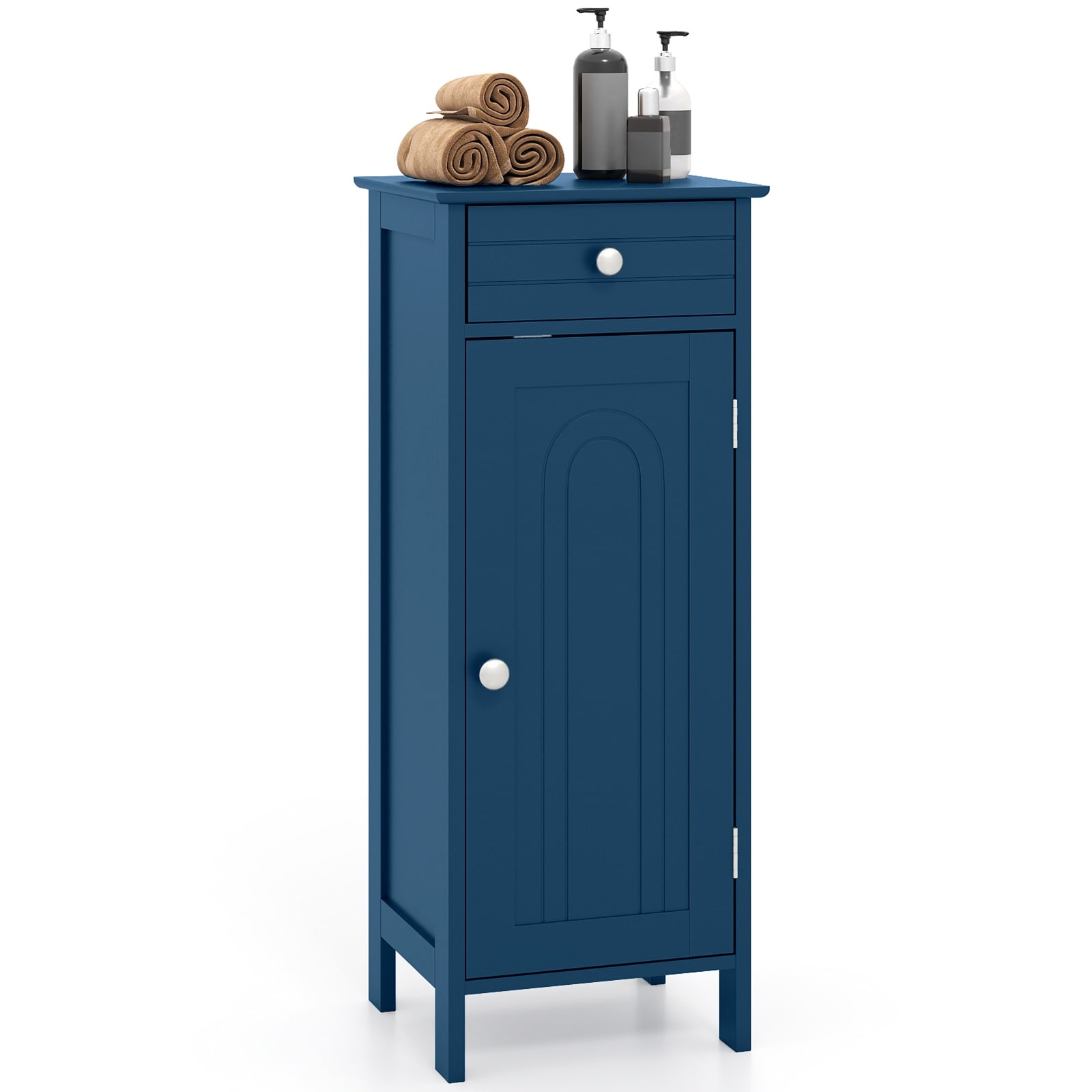 Volenca Slim Bathroom Floor Cabinet 34.5-in H with Drawer and Two 3-Position Adjustable Open Shelves