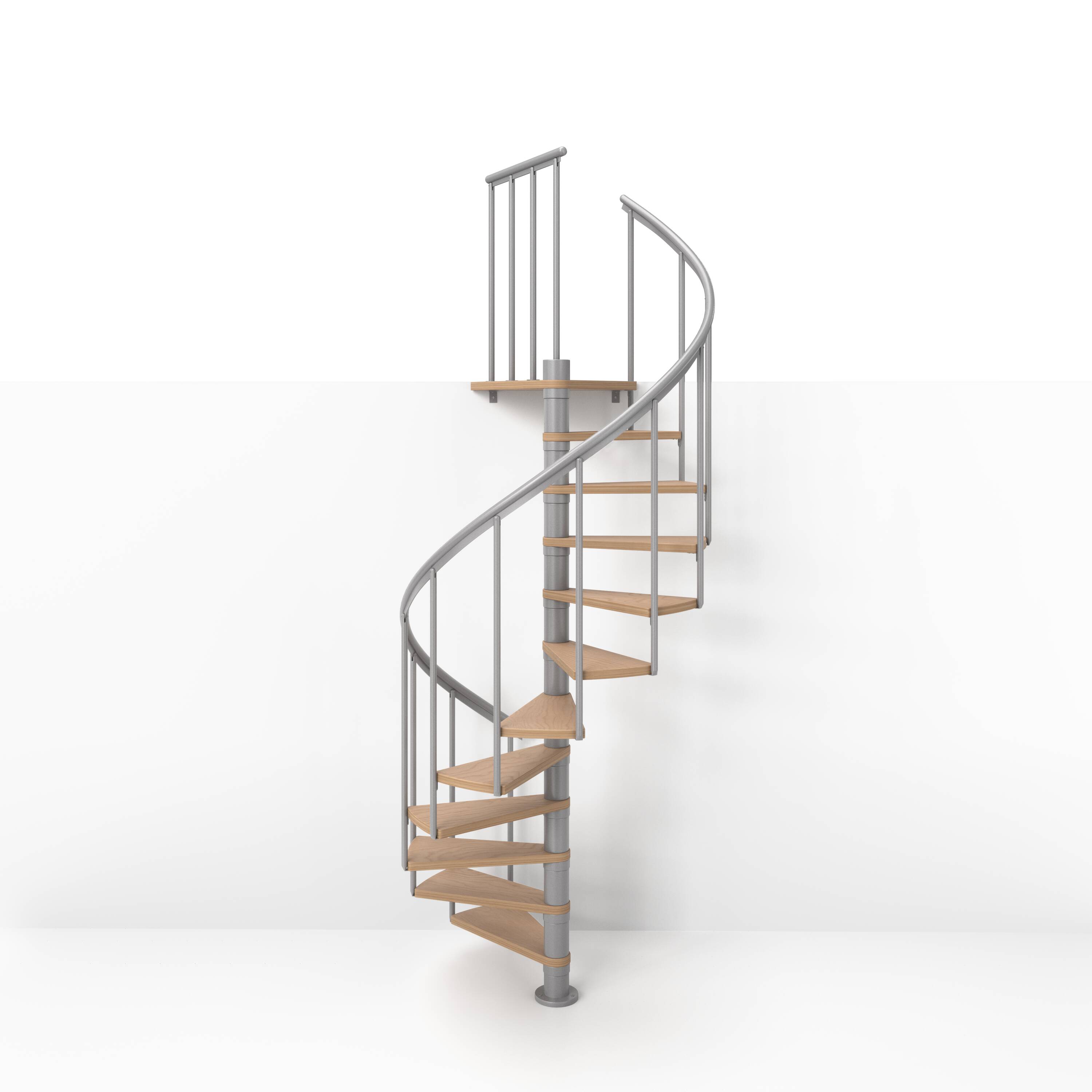 DOLLE 71024 Calgary 55-in x 9.2-ft 1 Platform Rails Gray Spiral Staircase Kit , Fits Height: 80.31-in to 110.5-in ( 12 Treads )