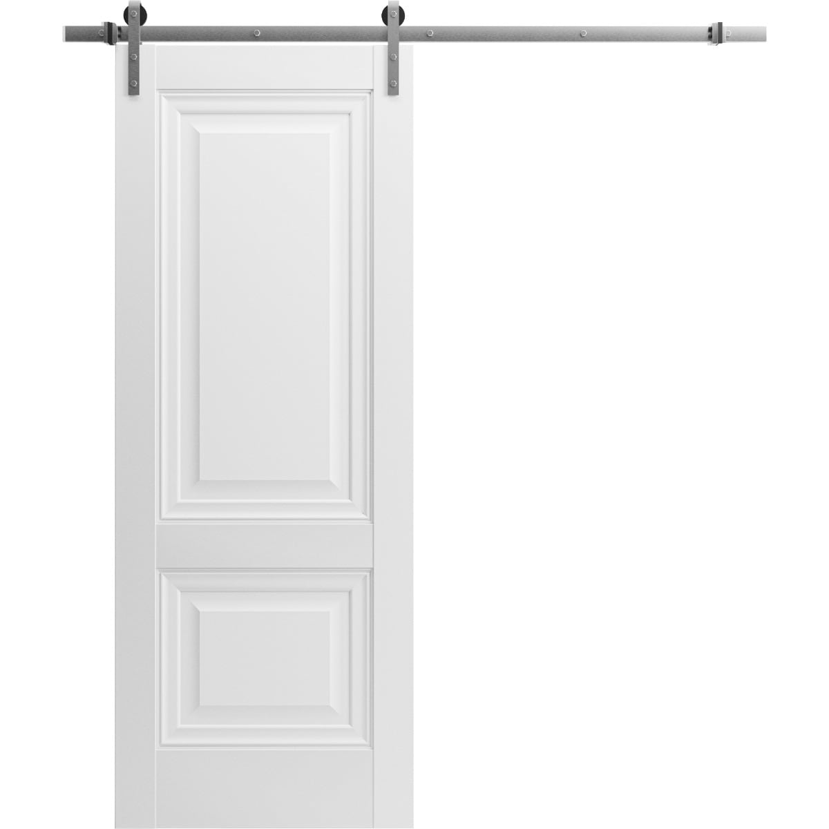 SARTODOORS Interior Barn Doors - Lucia 8831 White Silk - Top Mount - 42 x 96-Silver Rail